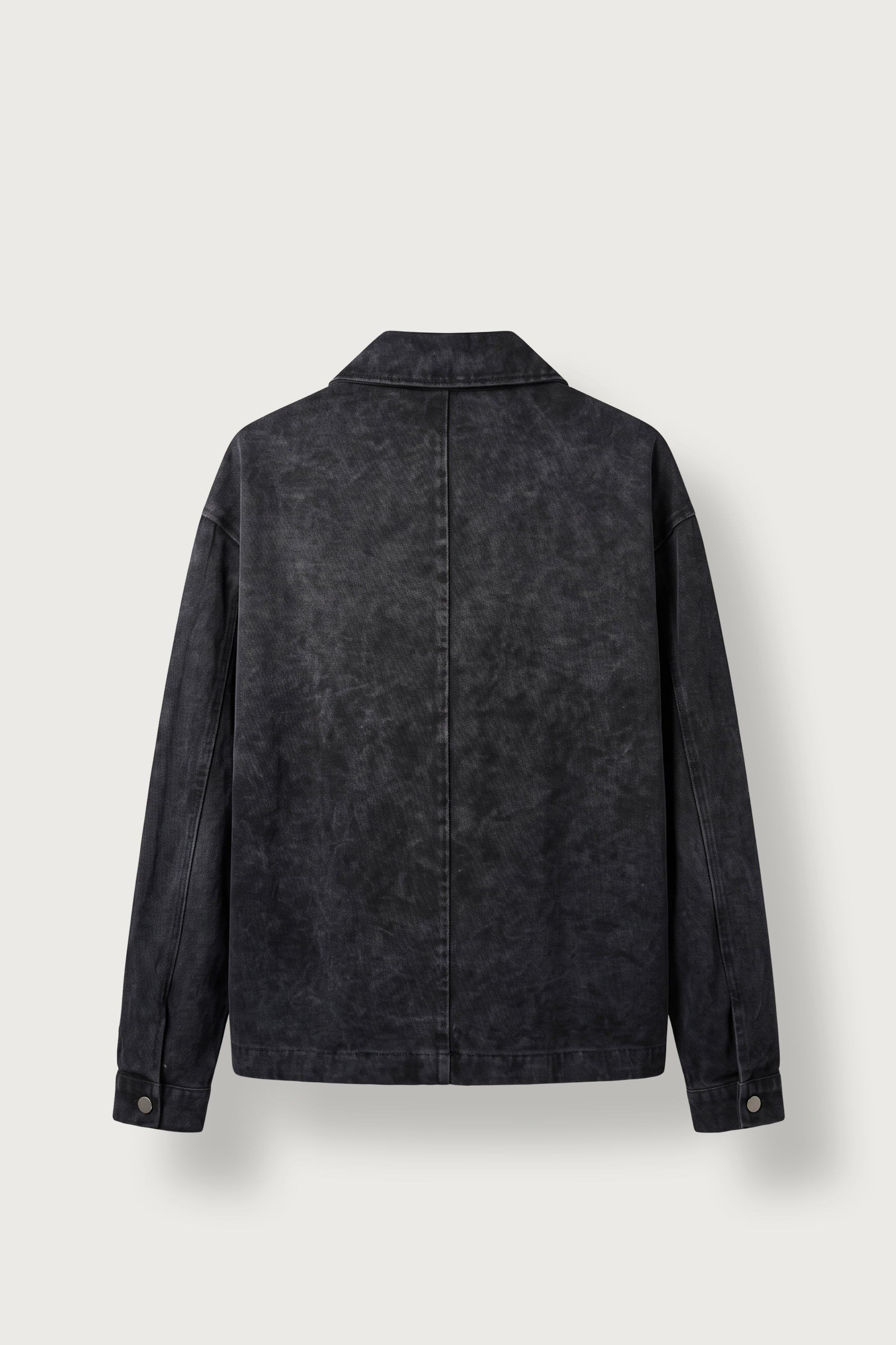 Erkek Boxy Fit Yıkamalı Utility Gabardin Ceket Siyah