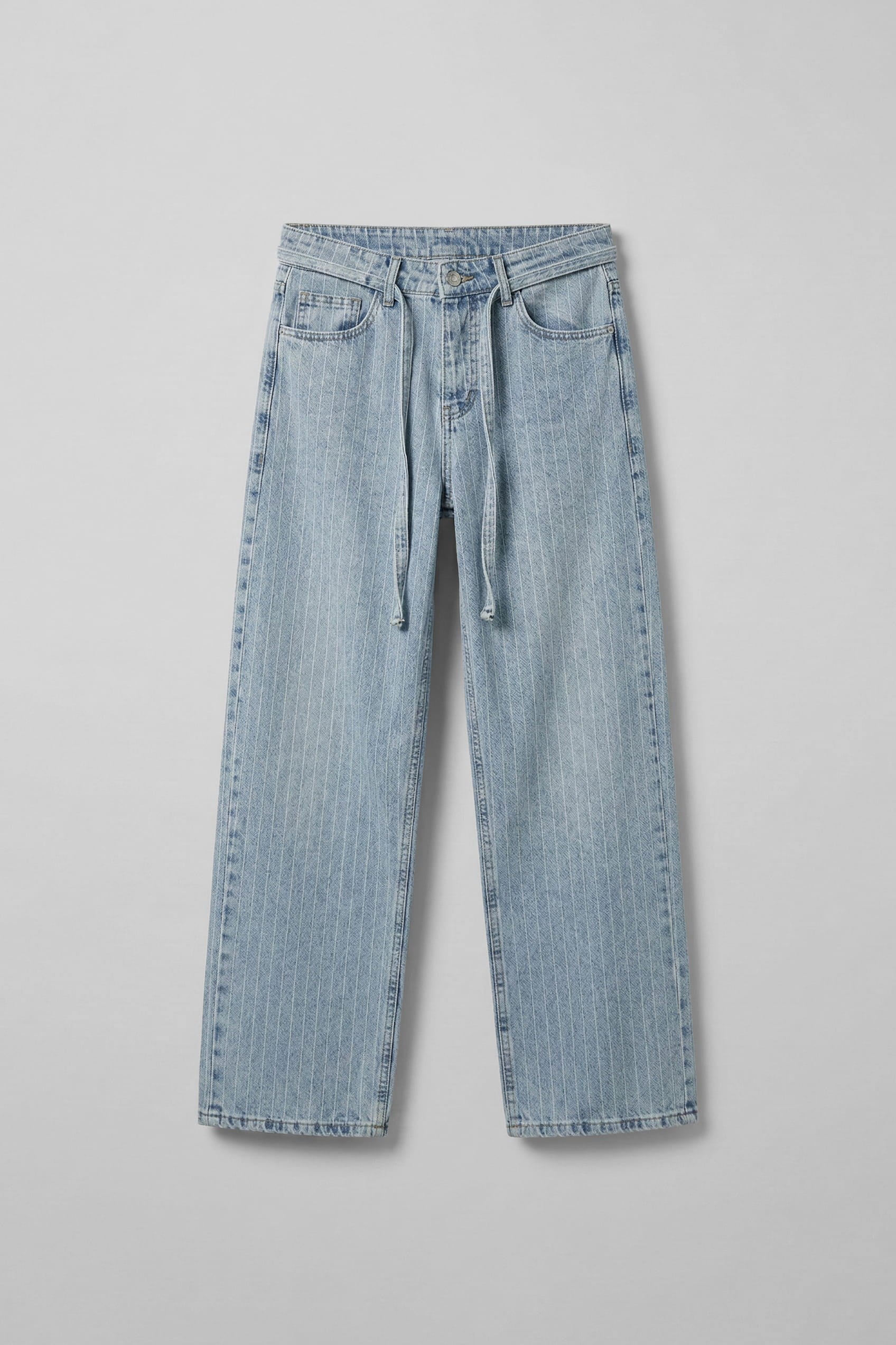 Erkek Desenli Kemer Detaylı Baggy Fit Jean Mavi