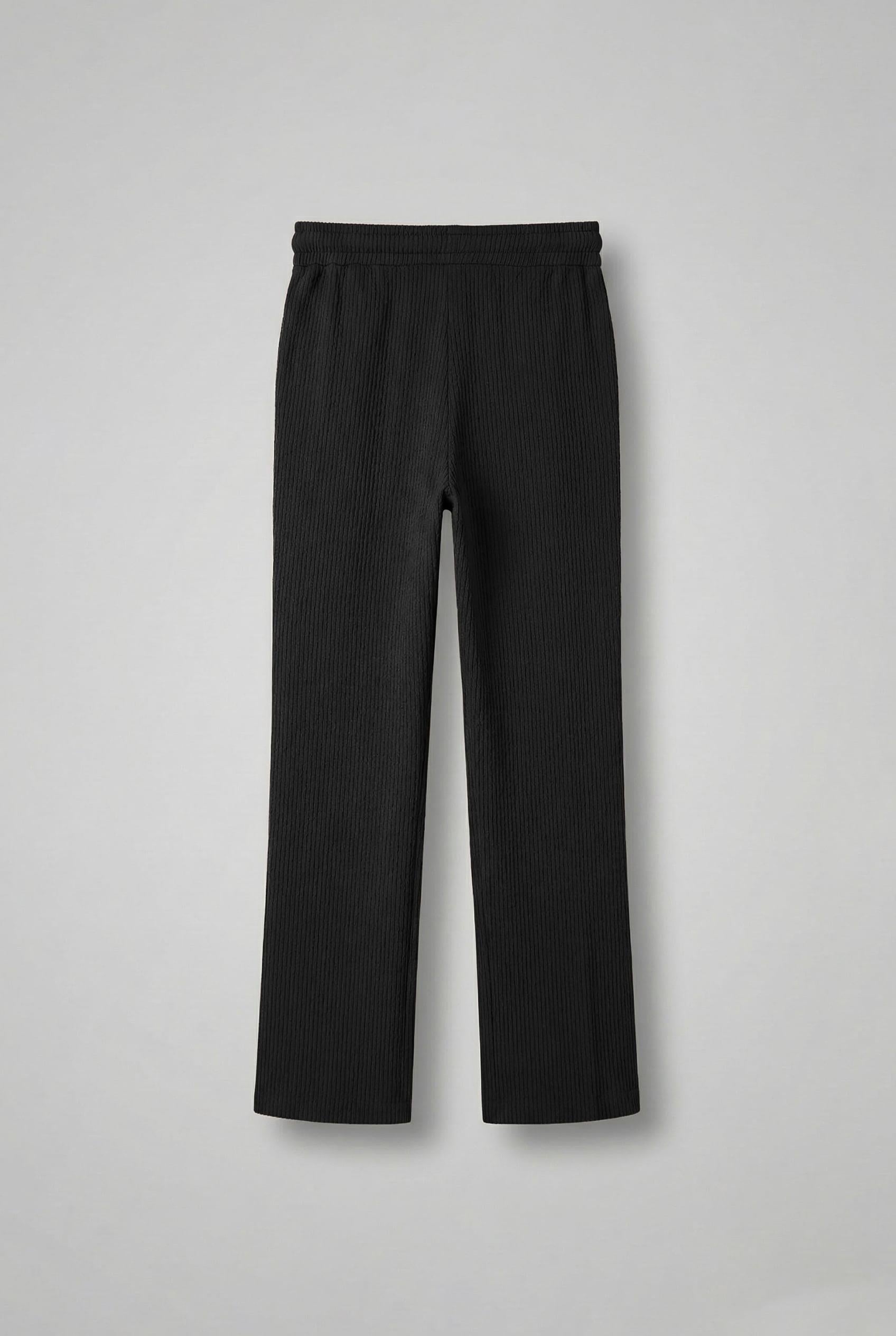 Erkek Fitilli Baggy Fit Rahat Eşofman Siyah