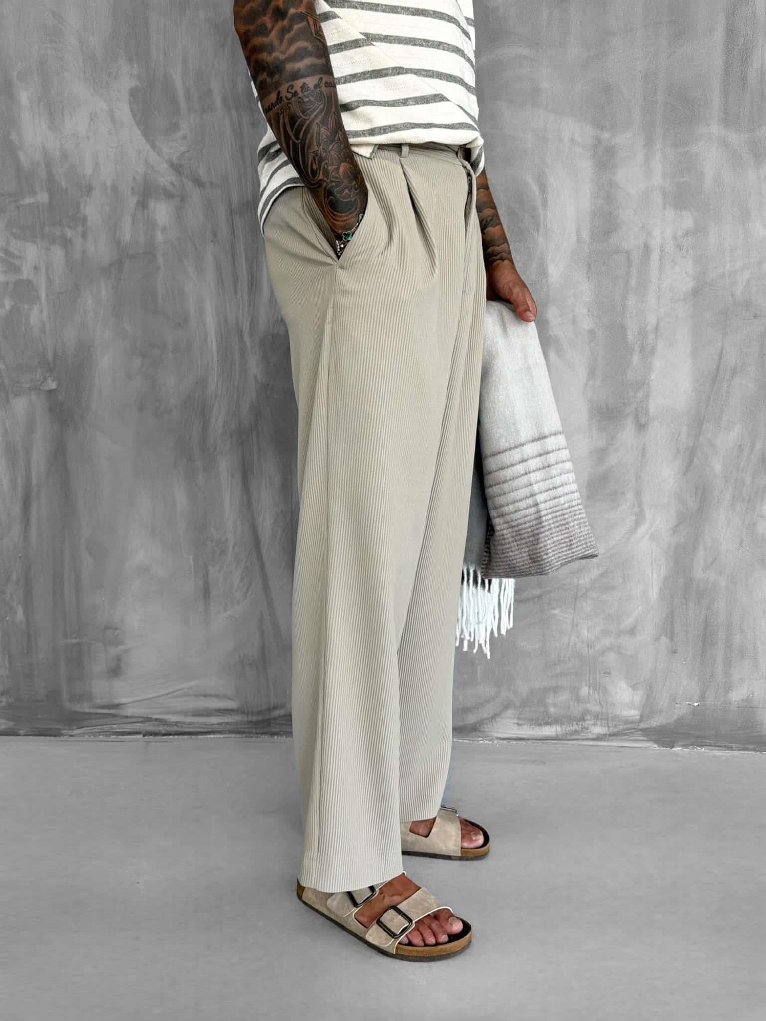 Erkek Fitilli Baggy Pantolon Bej