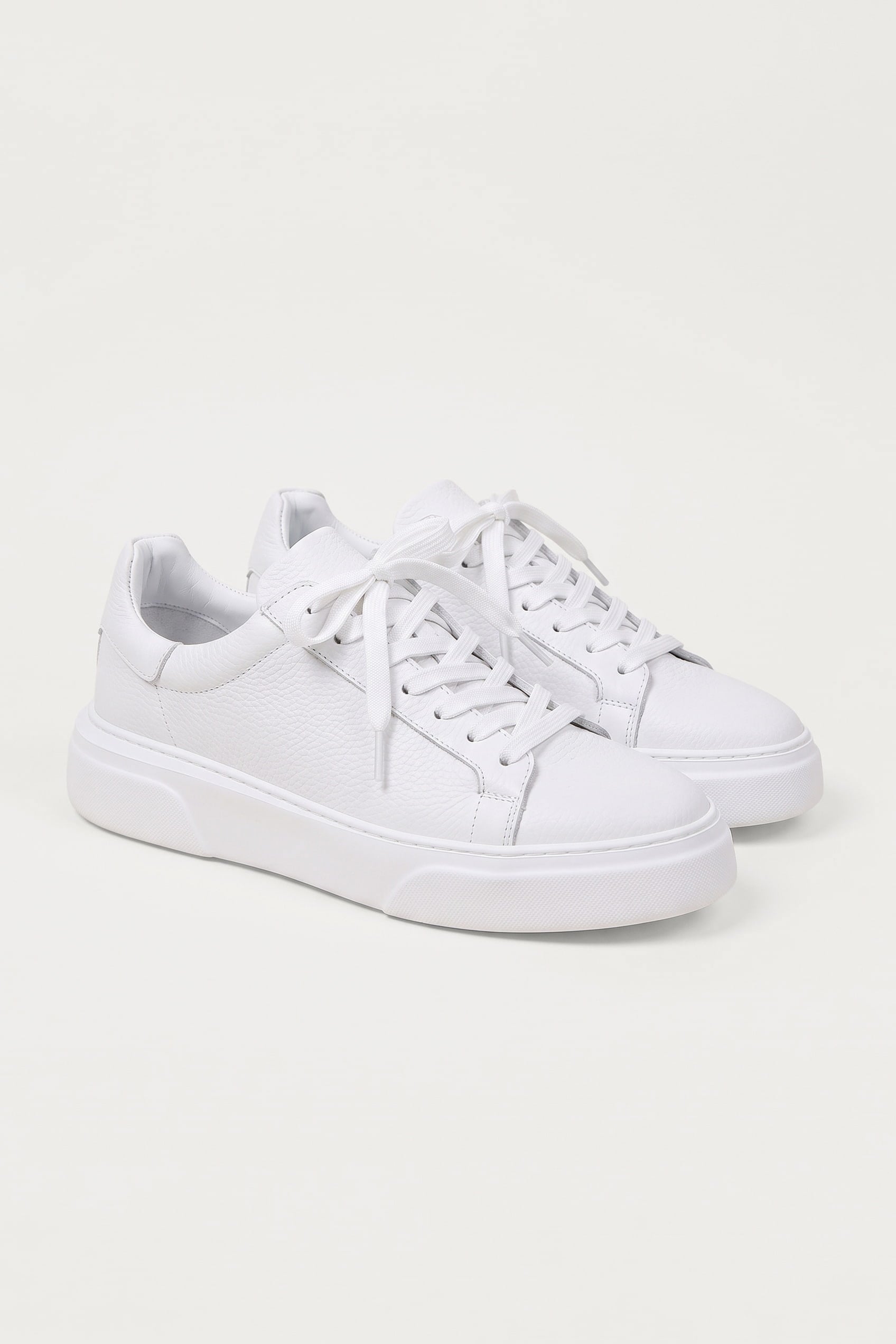 Erkek Hakiki Deri Kalın Taban Sneaker Ayakkabı Beyaz