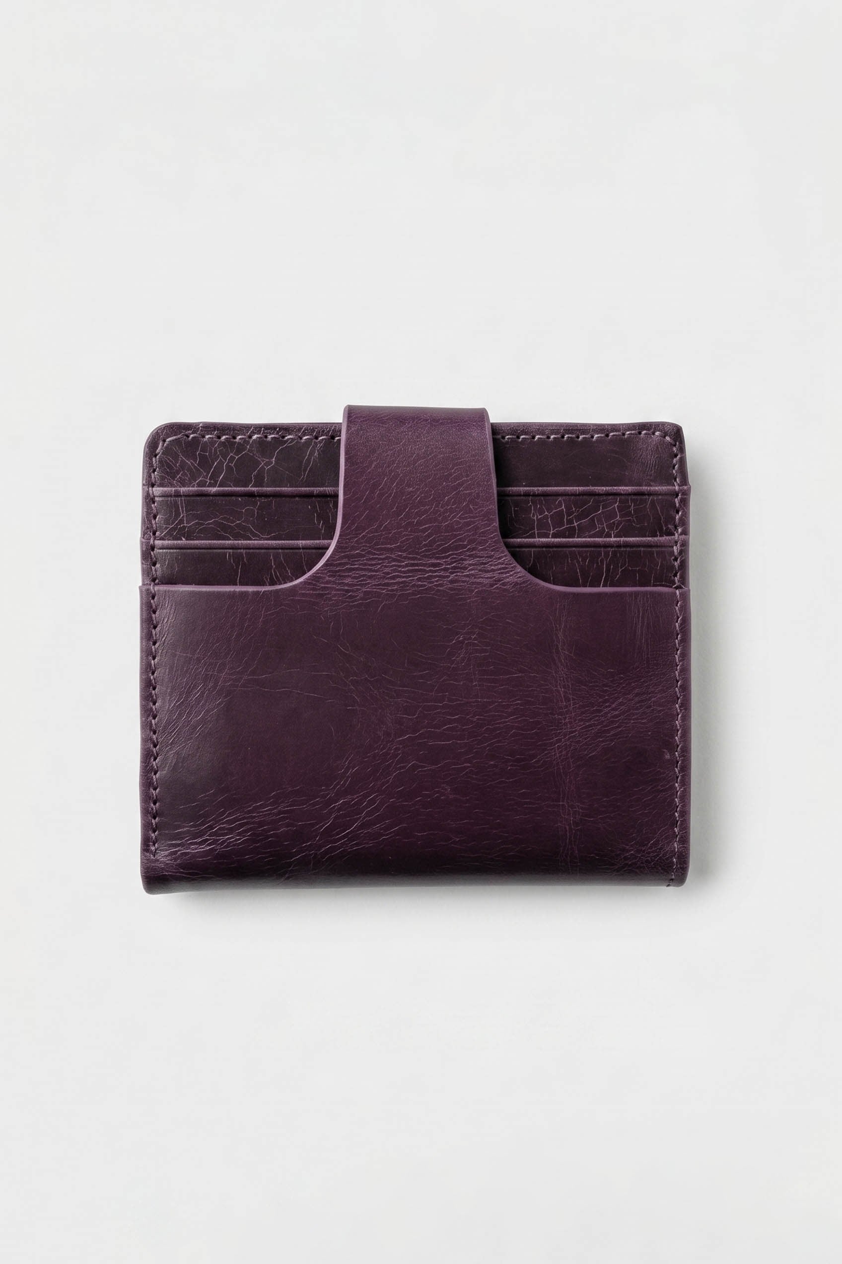 Erkek Hakiki Deri Trifold Çıtçıtlı Klasik Cüzdan Mürdüm