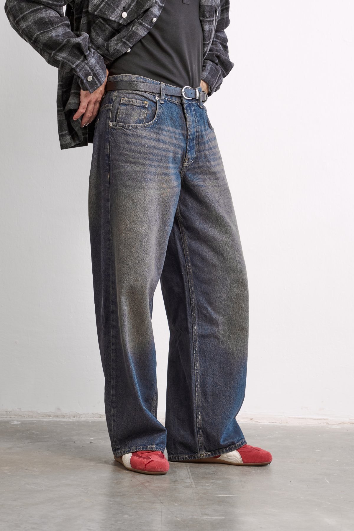Erkek Old School Baggy Fit Jean Pantolon Lacivert