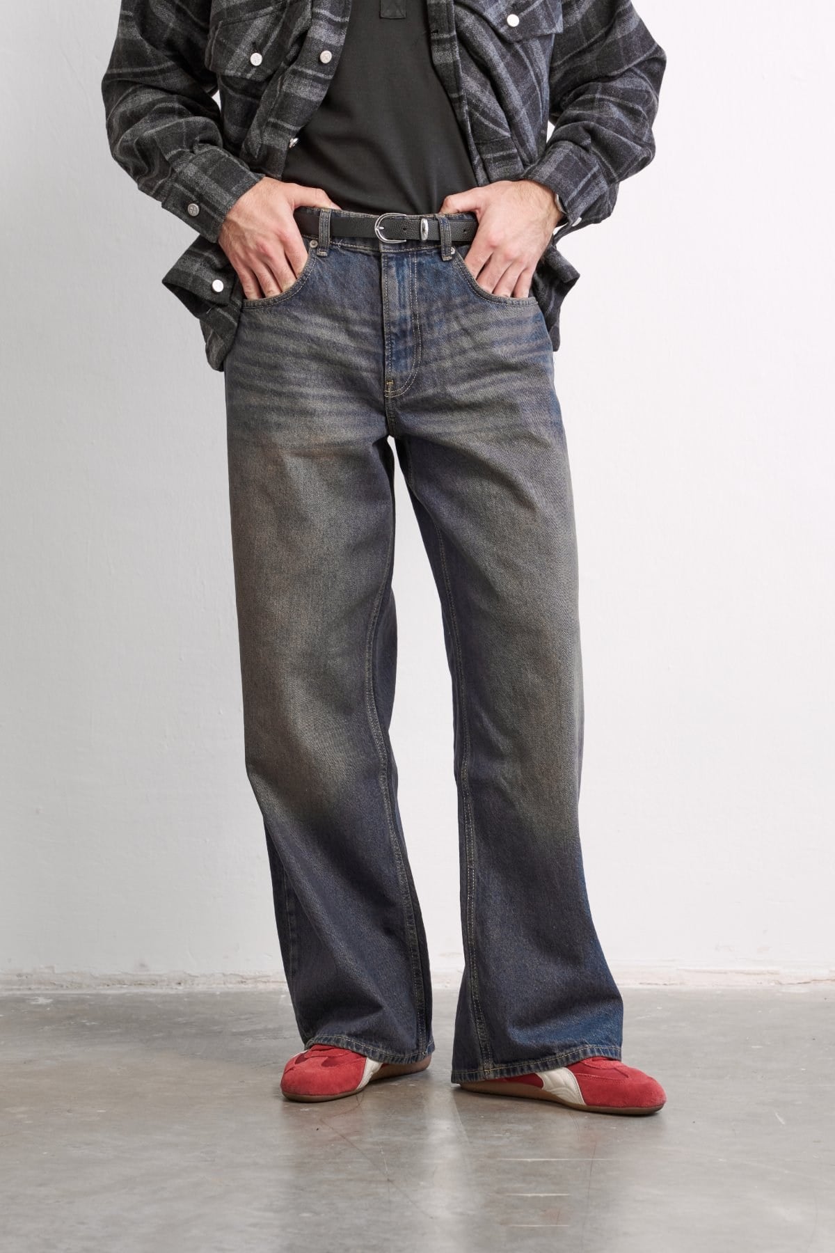 Erkek Old School Baggy Fit Jean Pantolon Lacivert