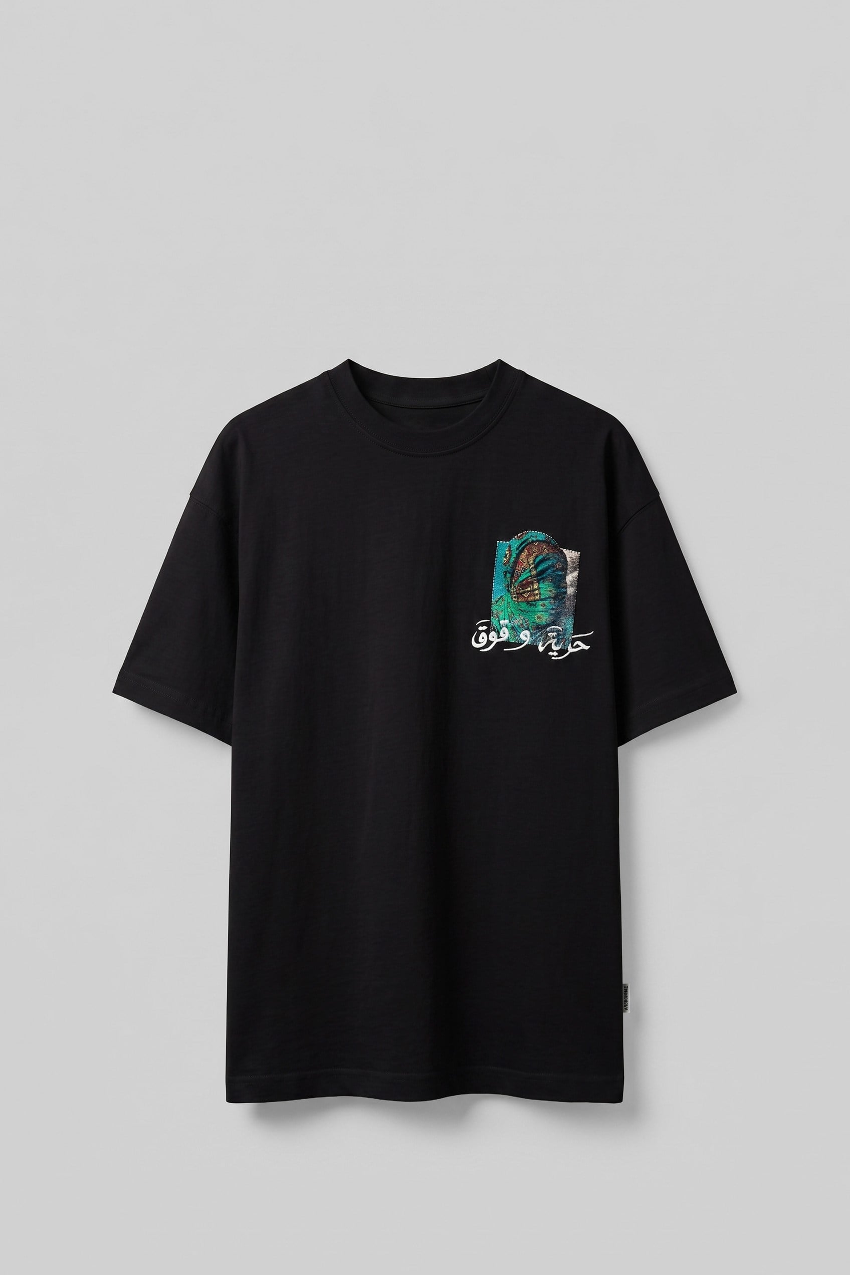 Erkek Otantik Desenli 3D Sırt Baskılı T-Shirt Siyah