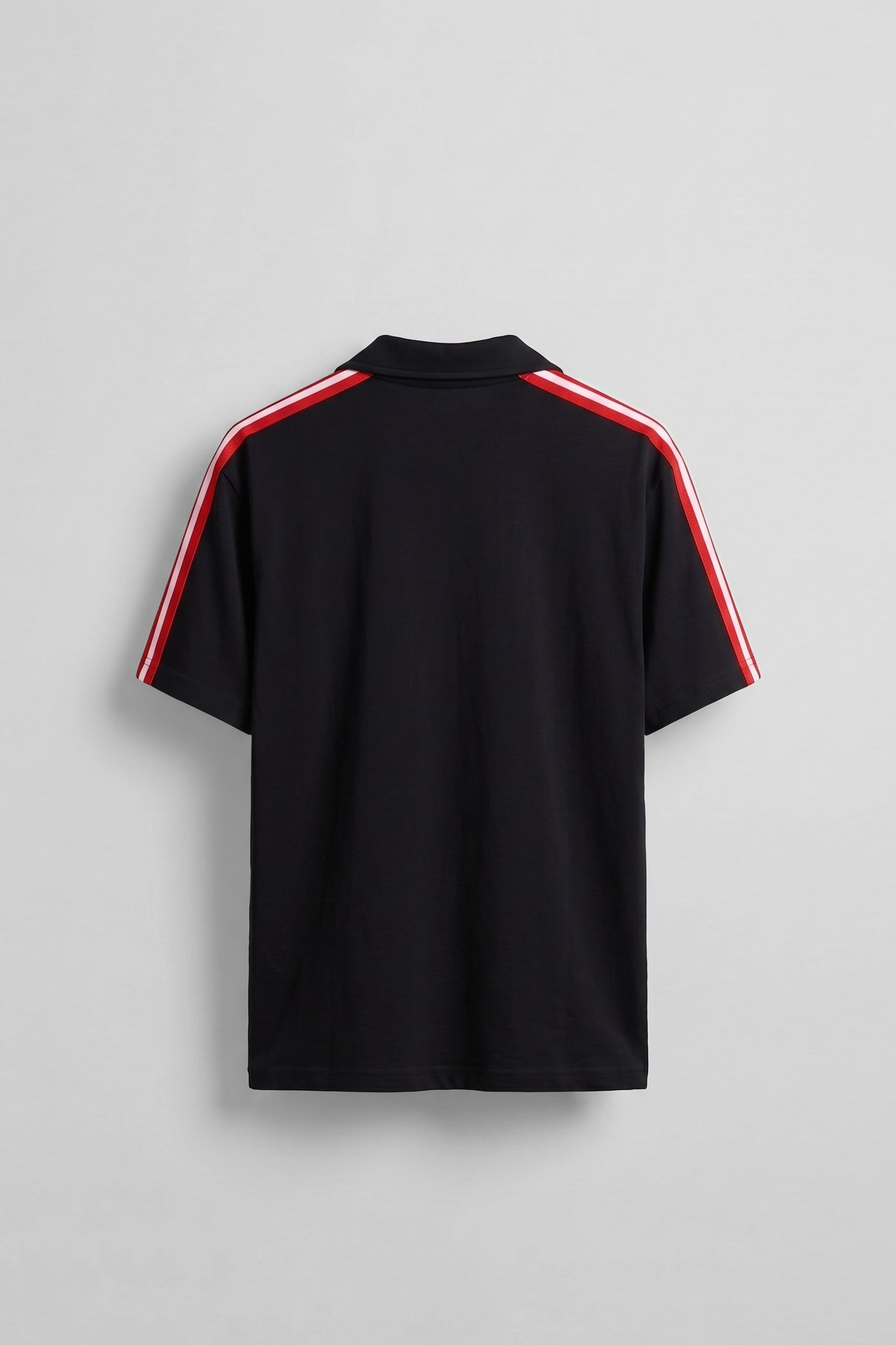 Erkek Oversize Ay Yıldız Detaylı Polo Yaka Forma T-Shirt Siyah