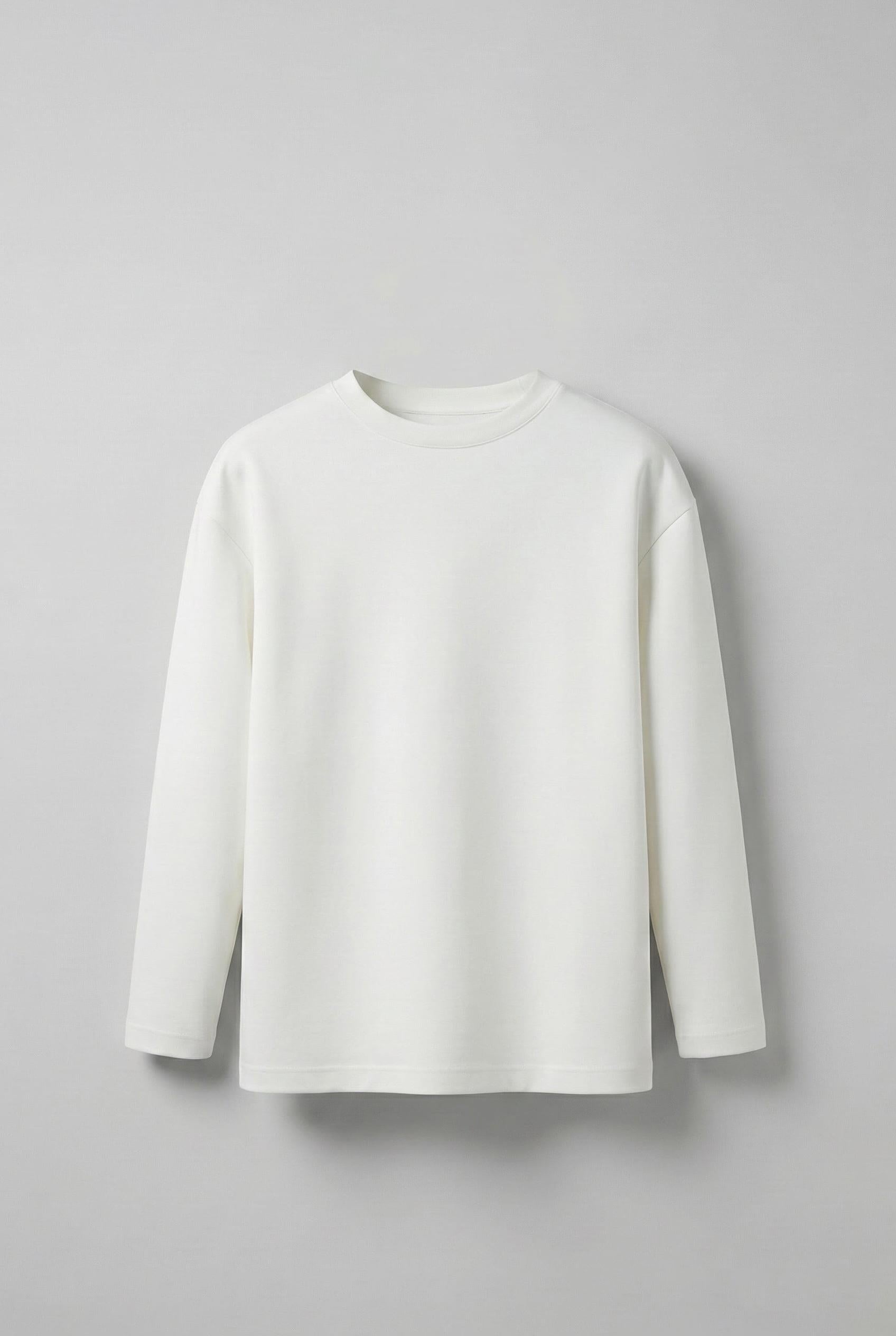 Erkek Oversize Basic Uzun Kollu Sweatshirt Ekru