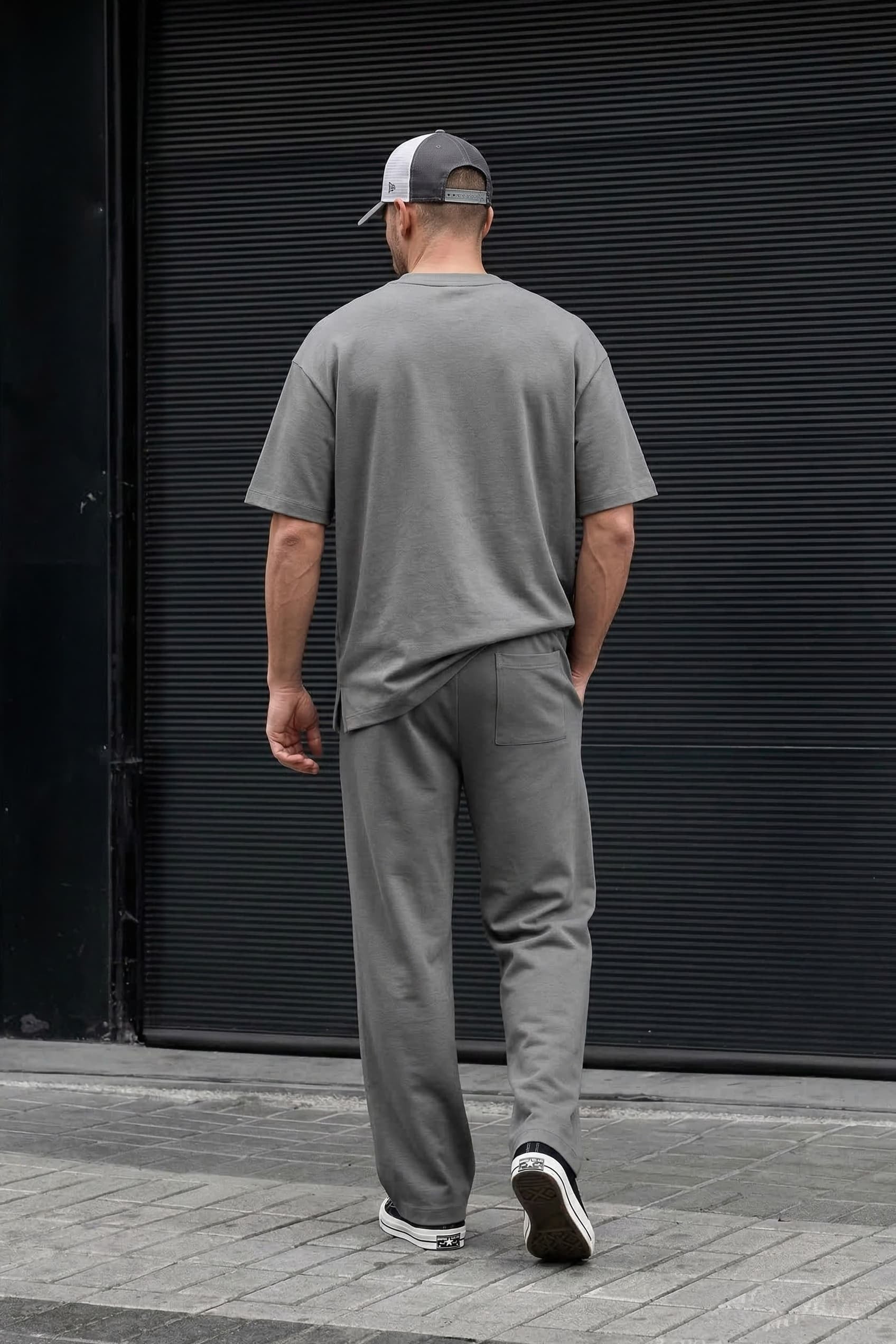 Erkek Oversize Basic Yumuşak Dokulu Rahat T-Shirt Füme