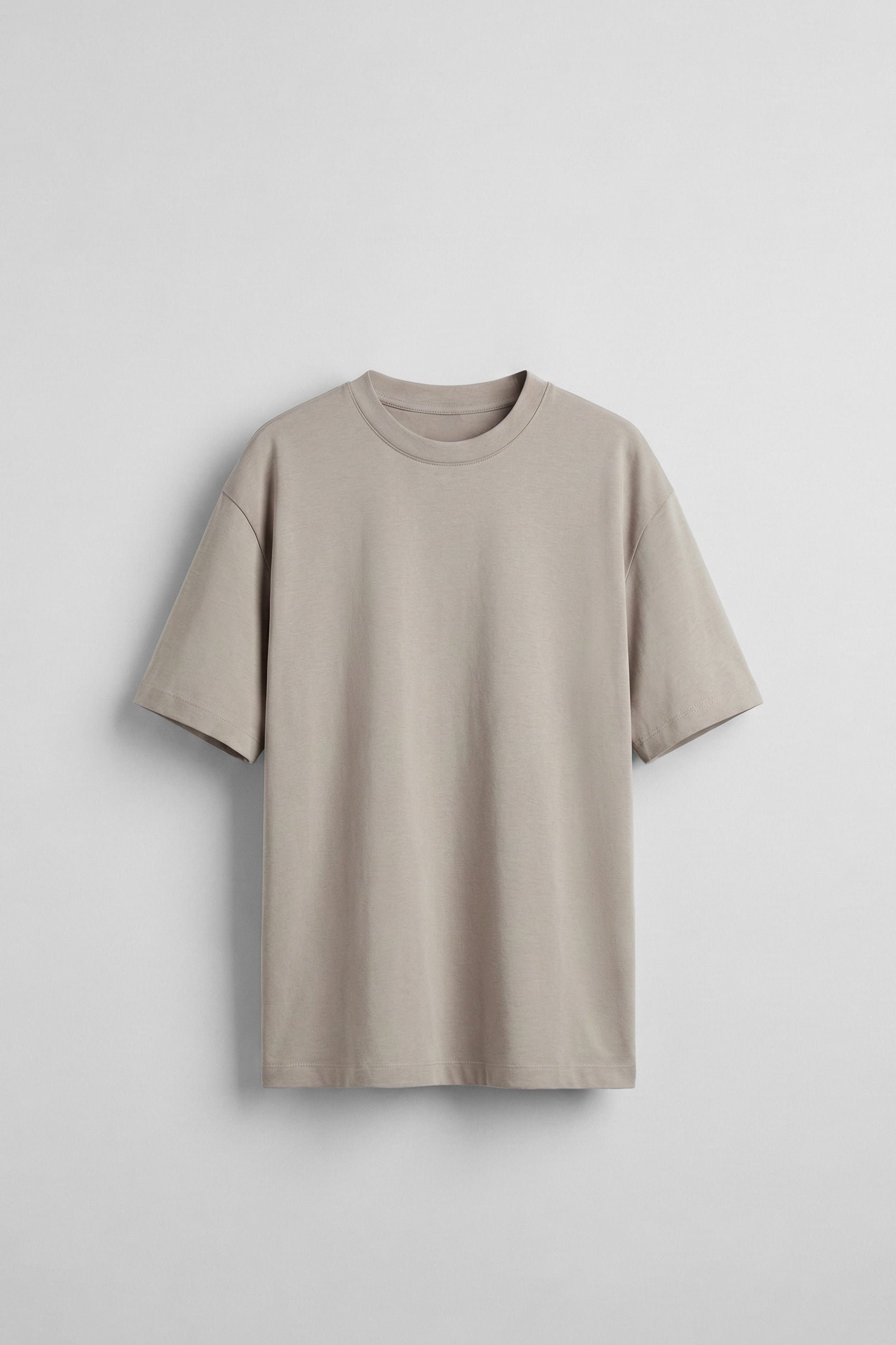 Erkek Oversize Basic Yumuşak Dokulu Rahat T-Shirt Bej