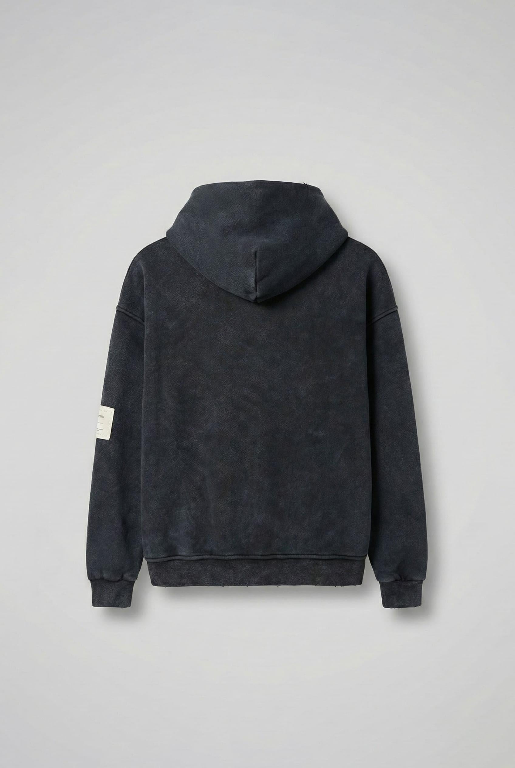 Erkek Oversize Baskılı Kapüşonlu Pamuklu Sweatshirt Siyah