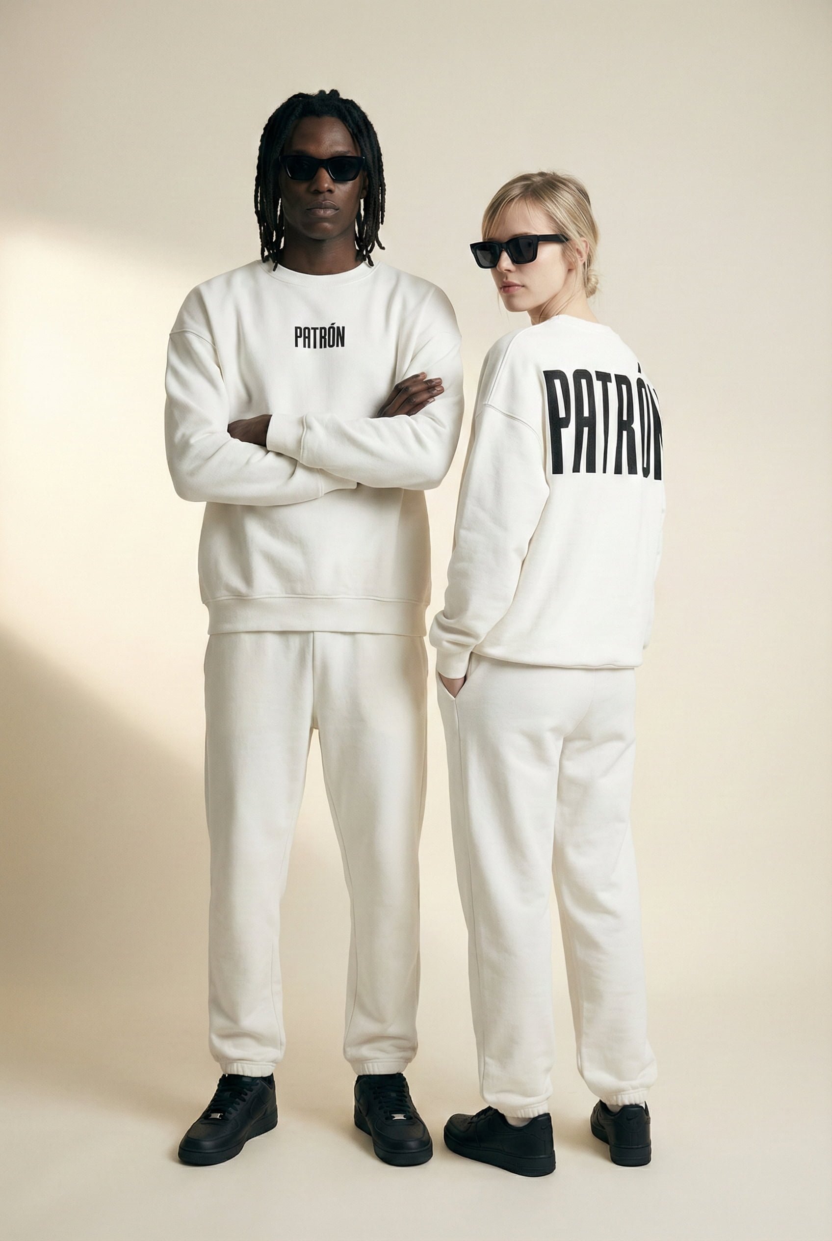 Erkek Oversize Baskılı Premium Sweatshirt Ekru