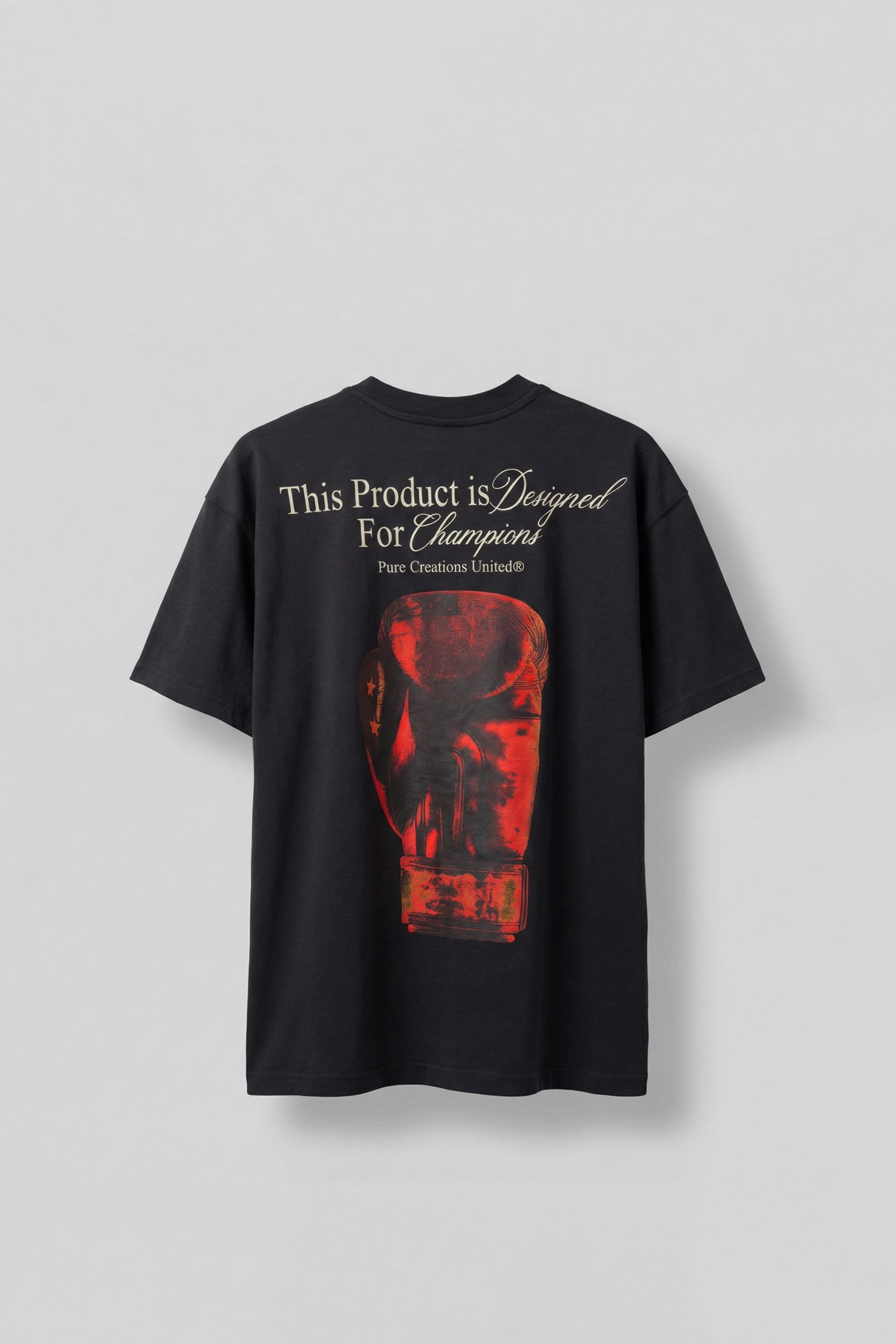Erkek Oversize Boks Baskılı Pamuklu T-Shirt Siyah