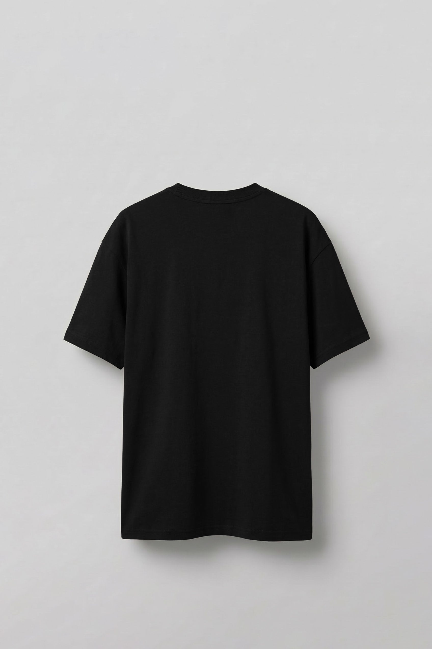 Erkek Oversize Çiçek Nakışlı T-Shirt Siyah