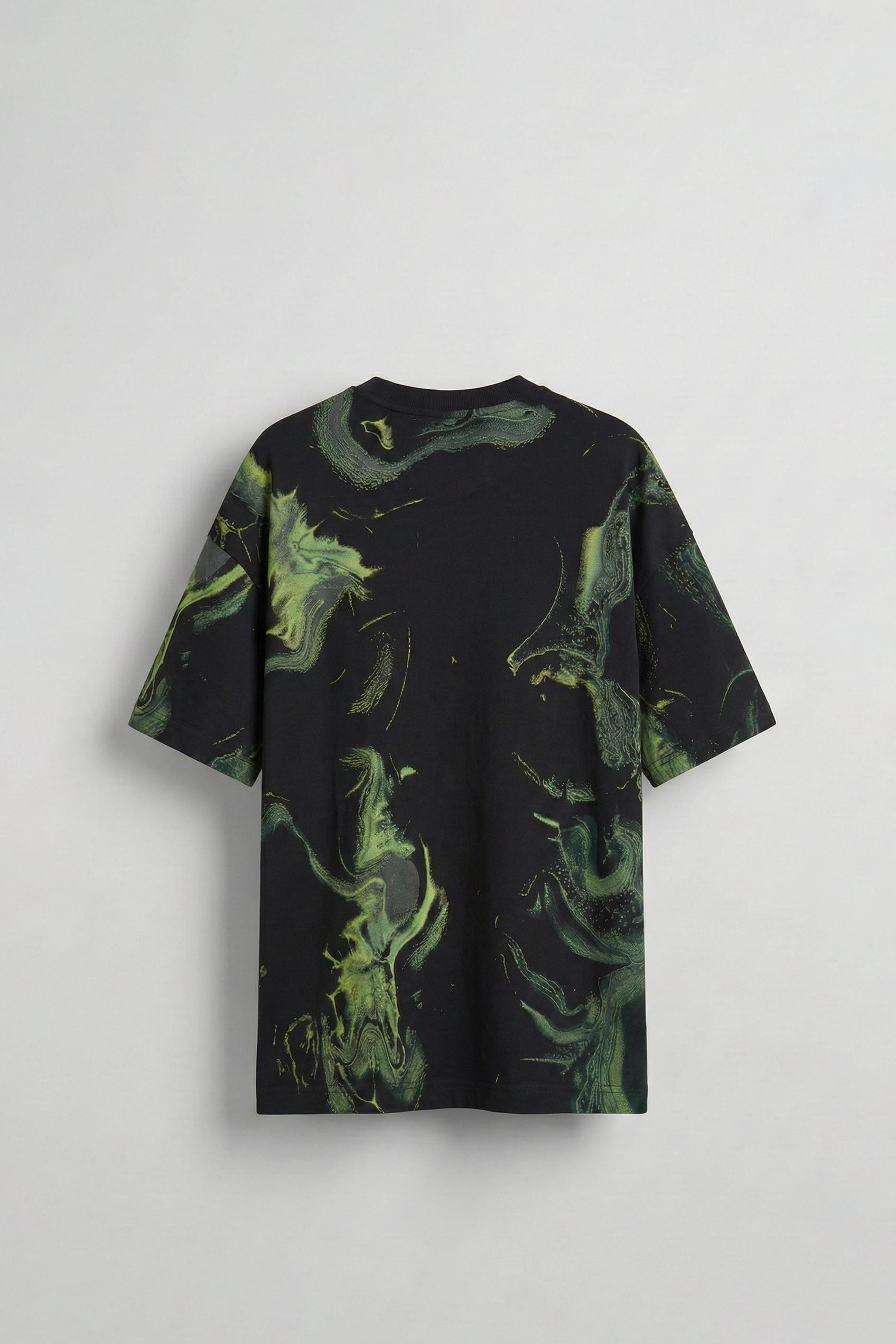Erkek Oversize Desen Baskılı Premium T-Shirt Siyah