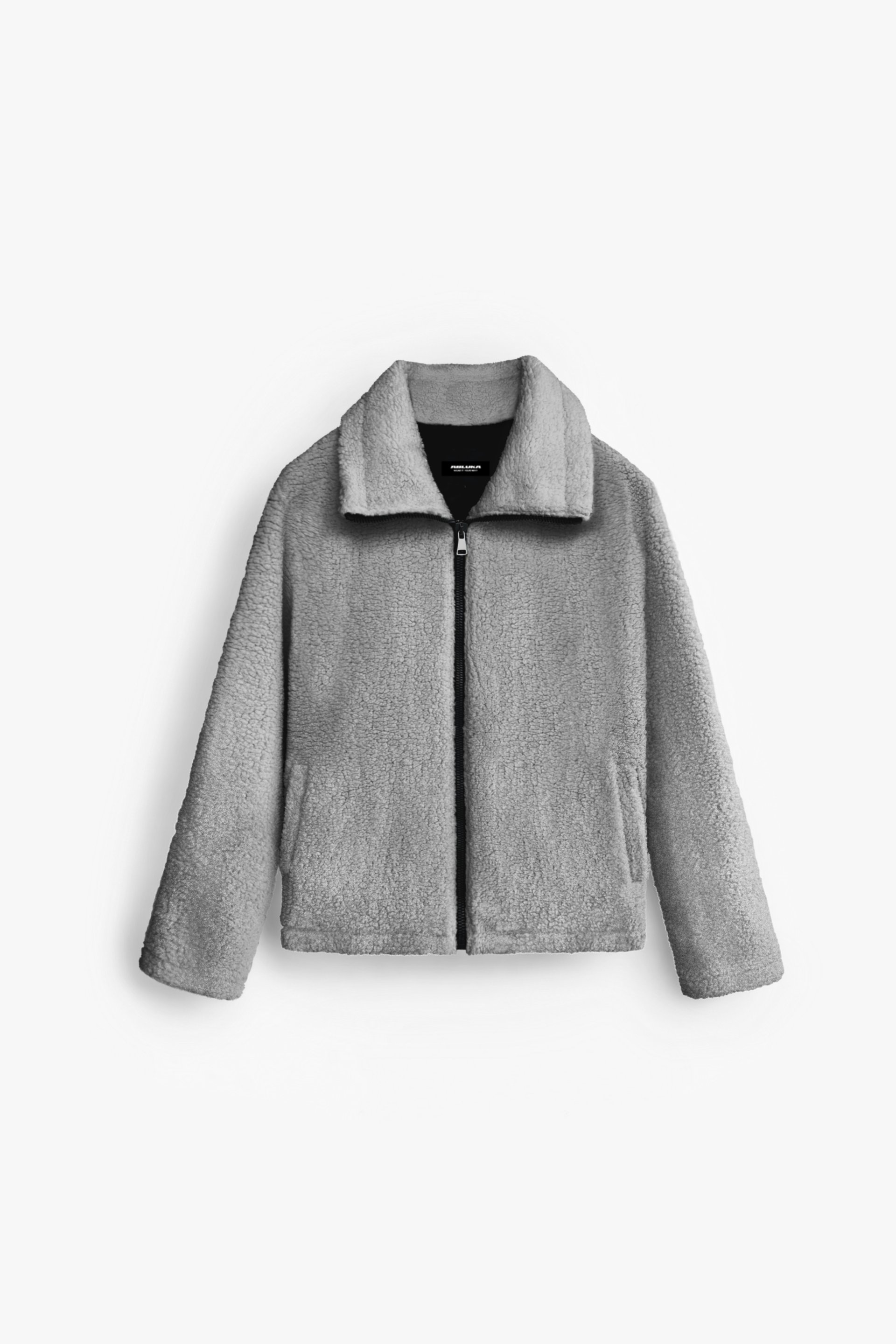 Erkek Oversize Dik Yaka Peluş Ceket Açık Gri
