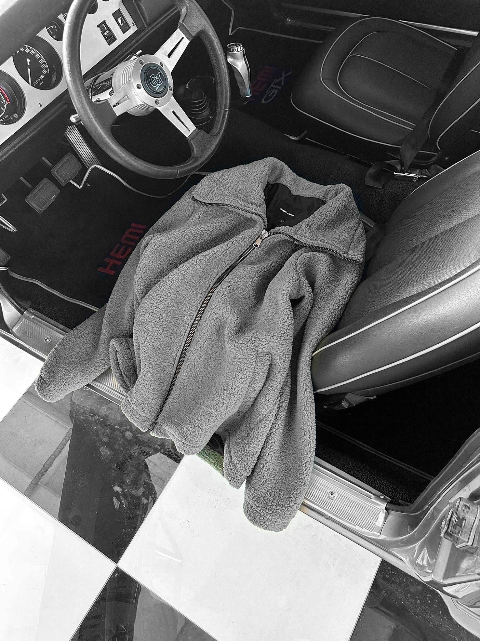Erkek Oversize Dik Yaka Peluş Ceket Açık Gri