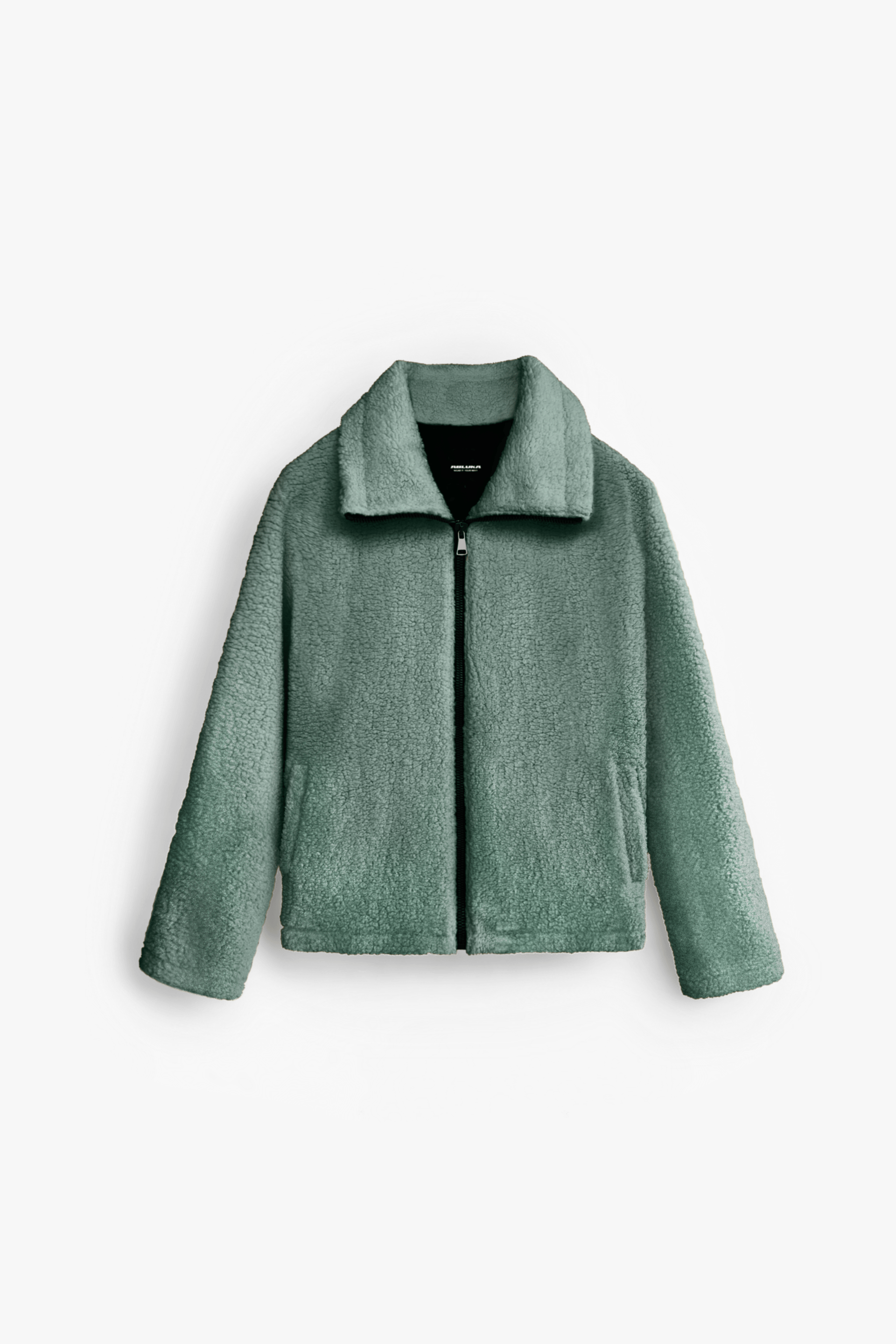 Erkek Oversize Dik Yaka Peluş Ceket Haki Yeşil