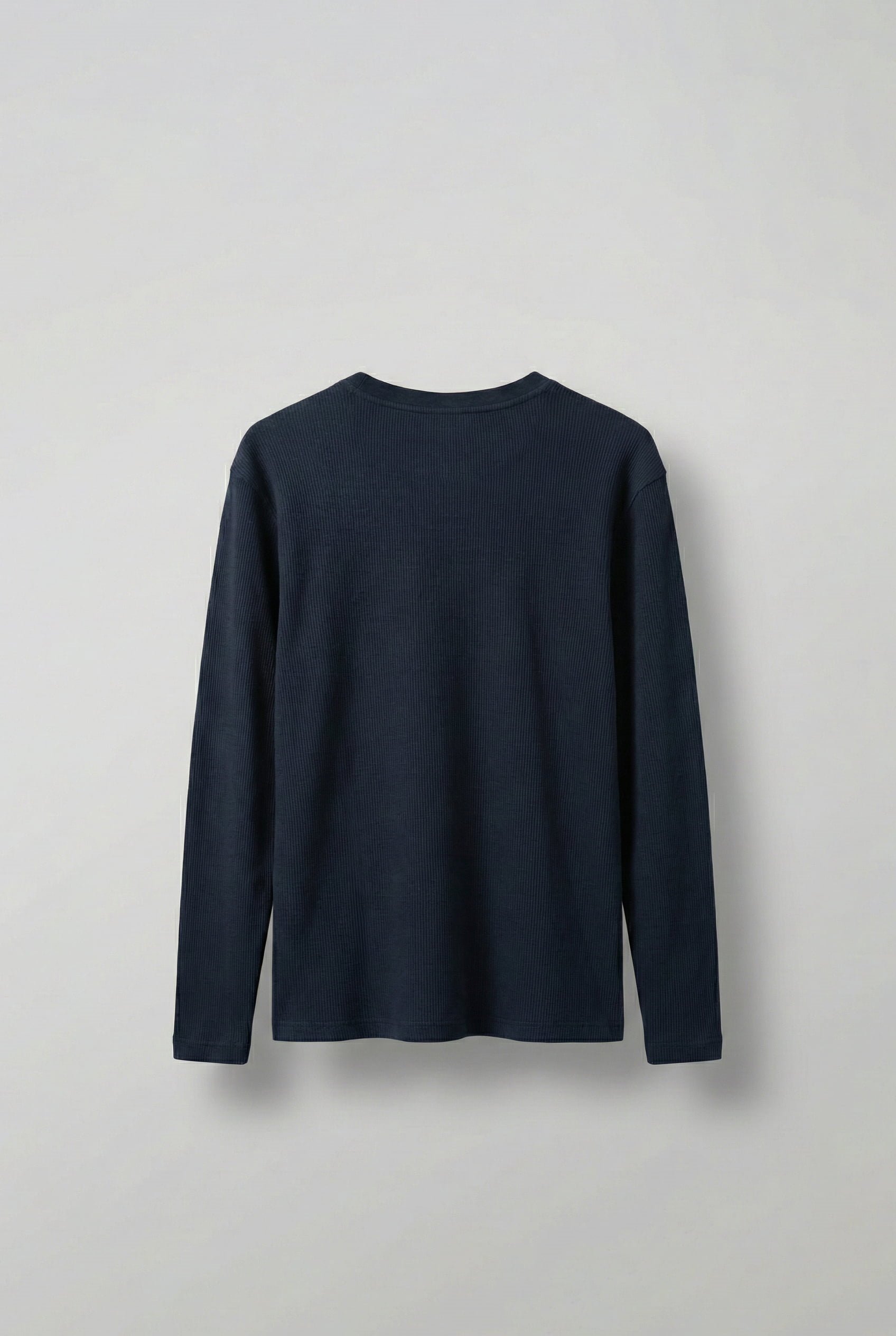 Erkek Oversize Düğmeli Basic Uzun Kollu T-shirt Lacivert