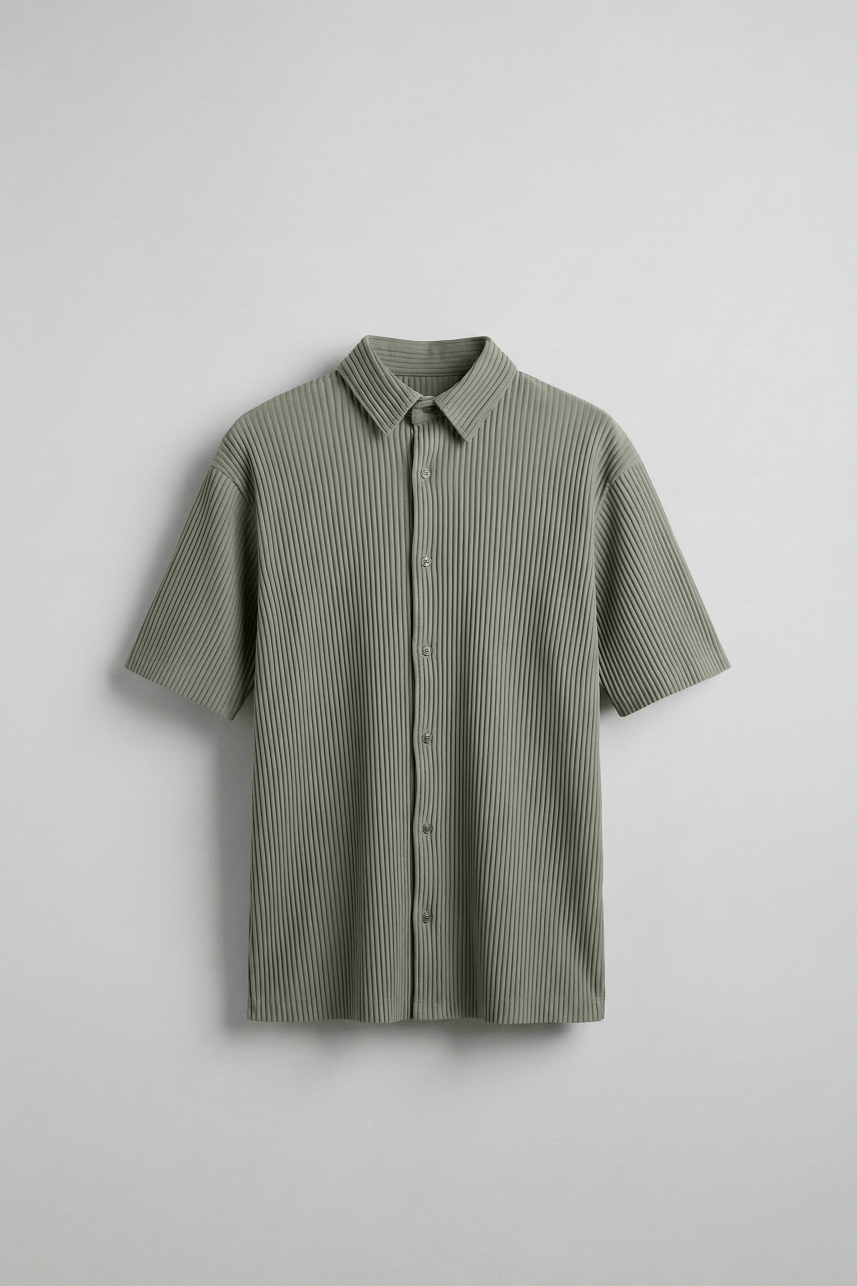 Erkek Oversize Fitilli Küba Yaka Gömlek Mint