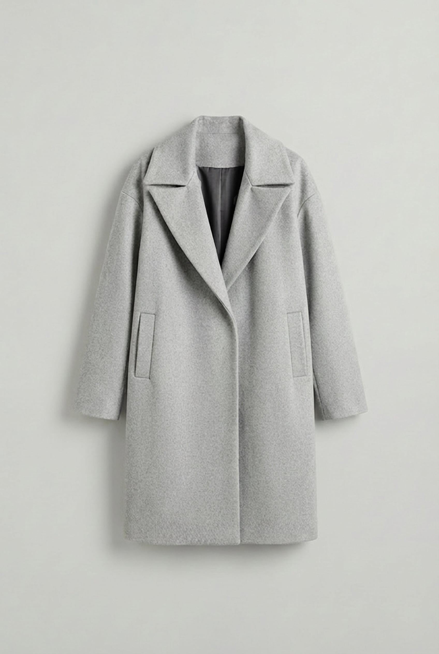 Erkek Oversize İtalyan Kaşe Kaban Gri