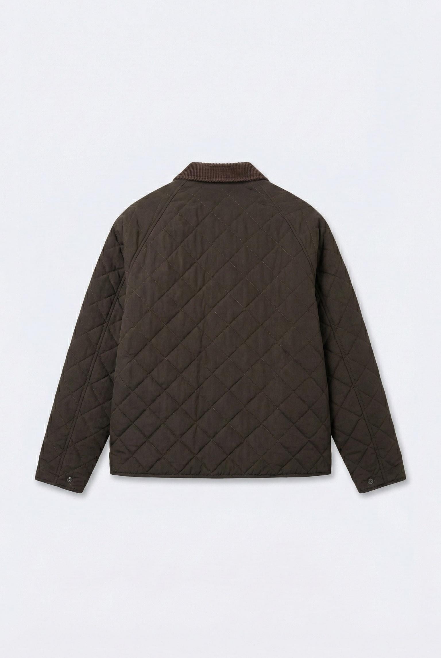 Erkek Oversize Kadife Yaka Detaylı Kapitone Ceket Kahverengi