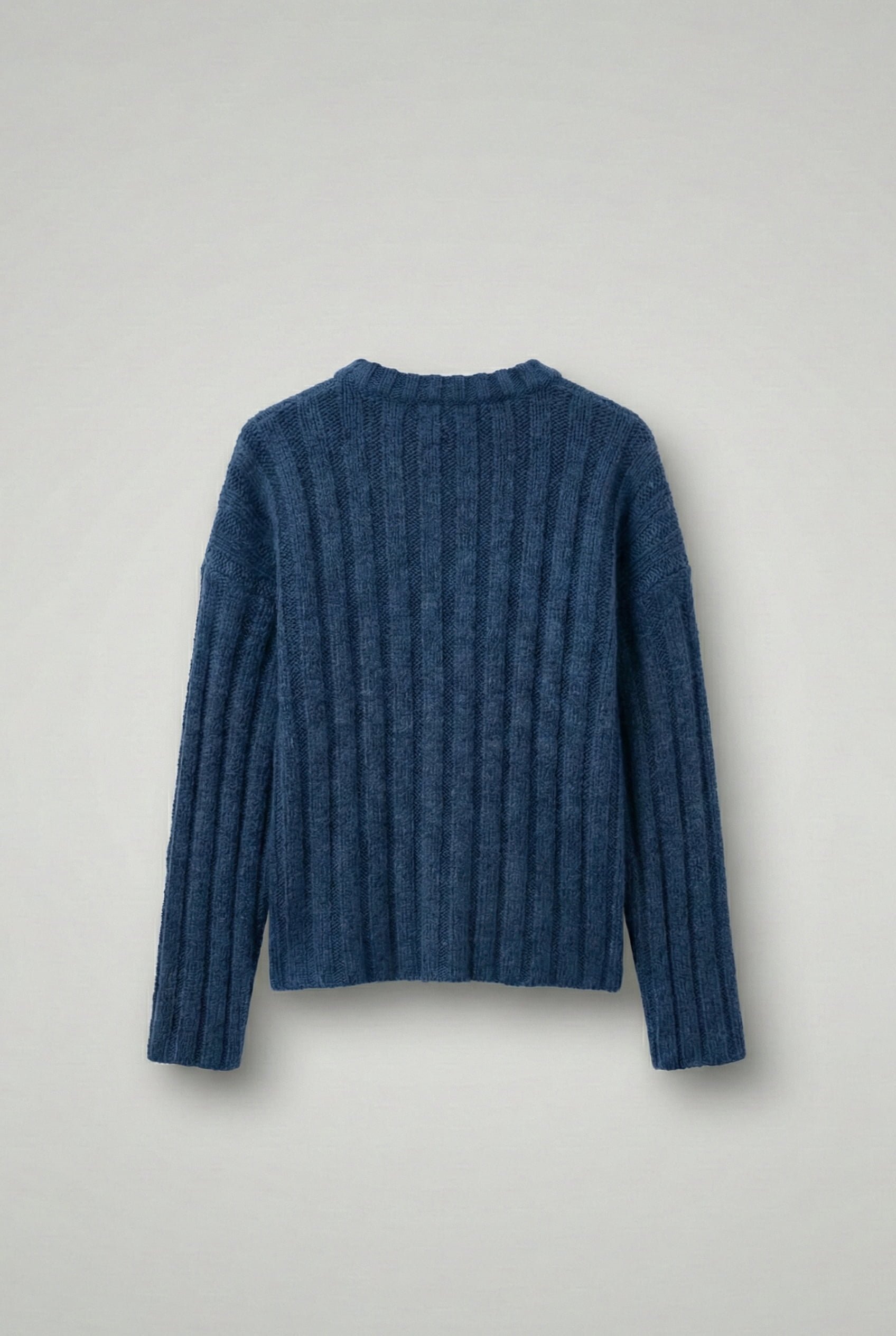 Erkek Oversize Kalın Fitilli Triko Kazak Indigo