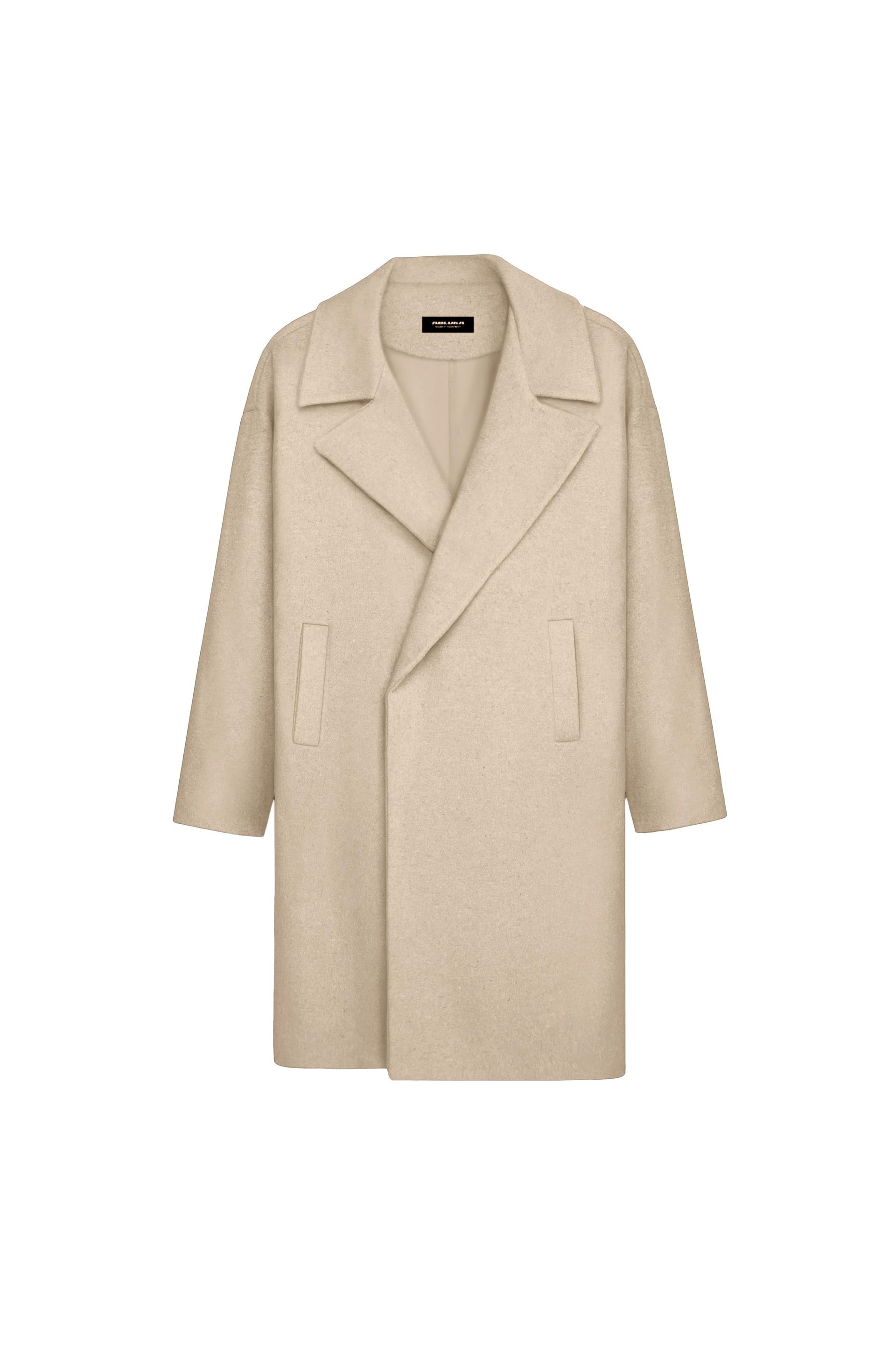 Erkek Oversize Kaşe Kaban Bej
