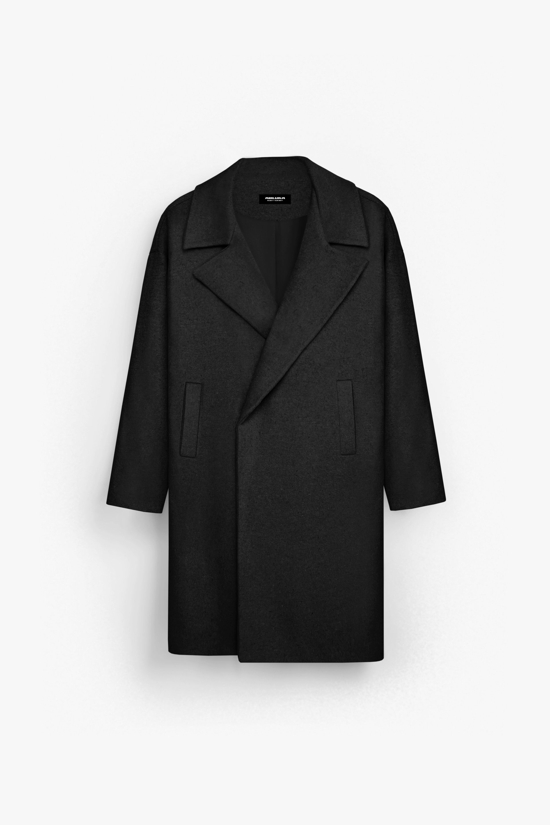 Erkek Oversize İtalyan Kaşe Kaban Siyah