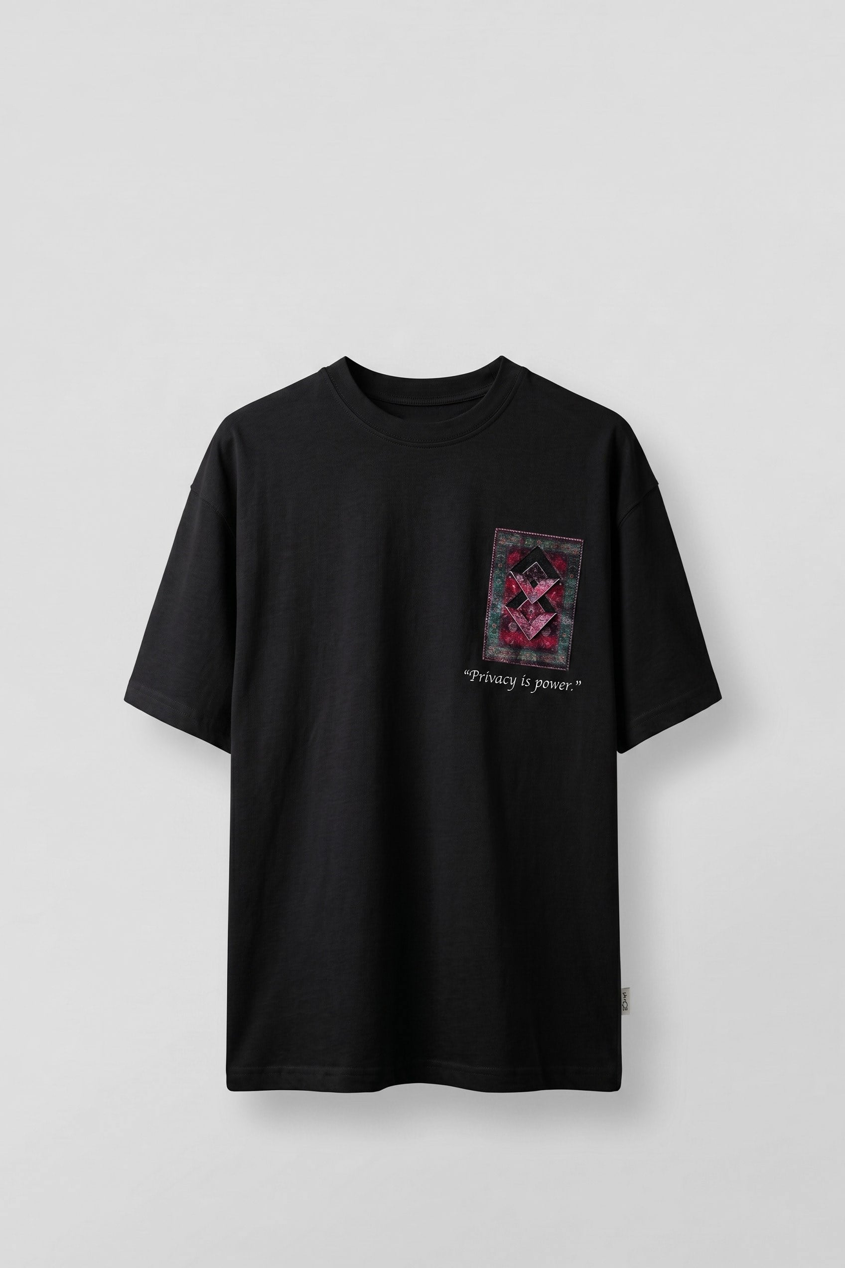 Erkek Oversize Kilim Desenli 3D Sırt Baskılı T-Shirt Siyah