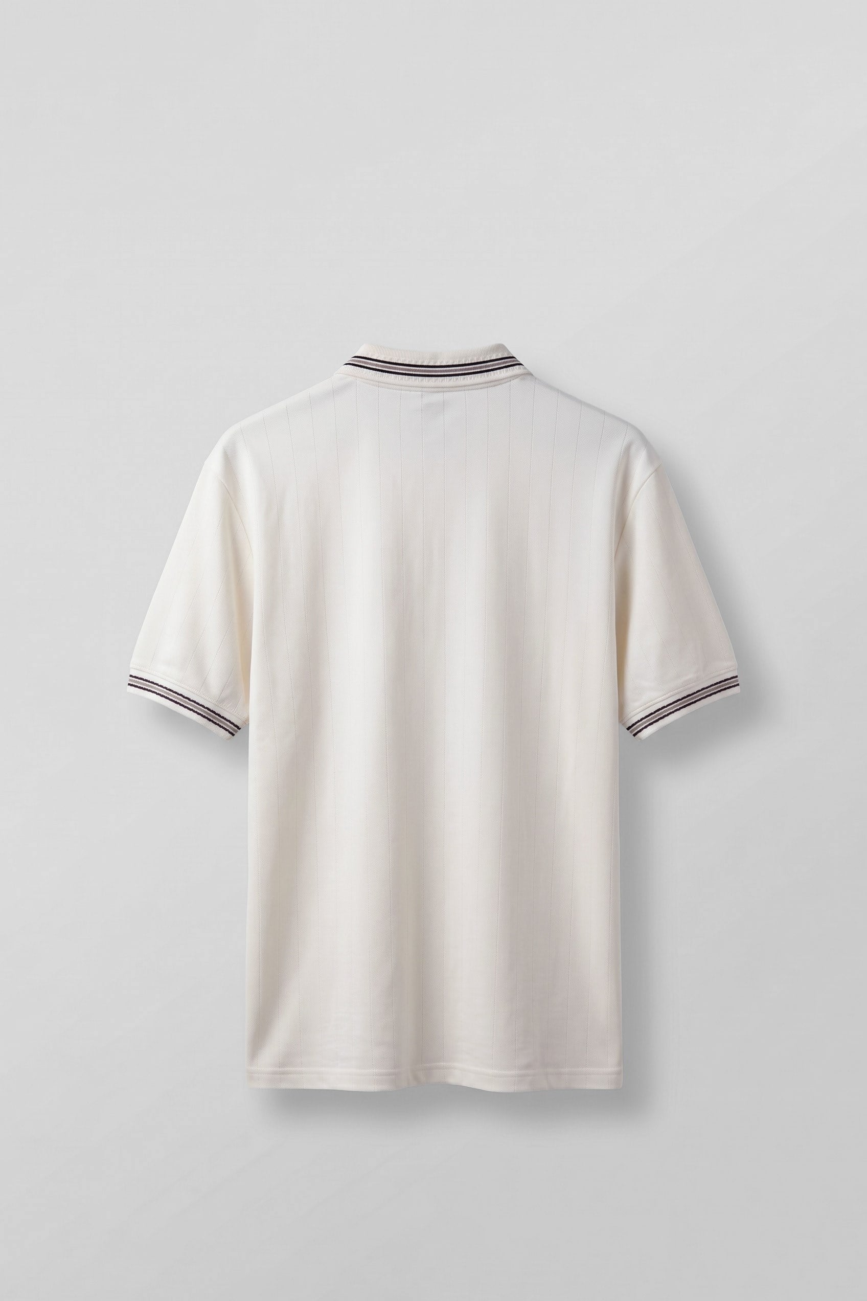 Erkek Oversize Kontrast Detaylı Triko Polo Yaka T-Shirt Ekru