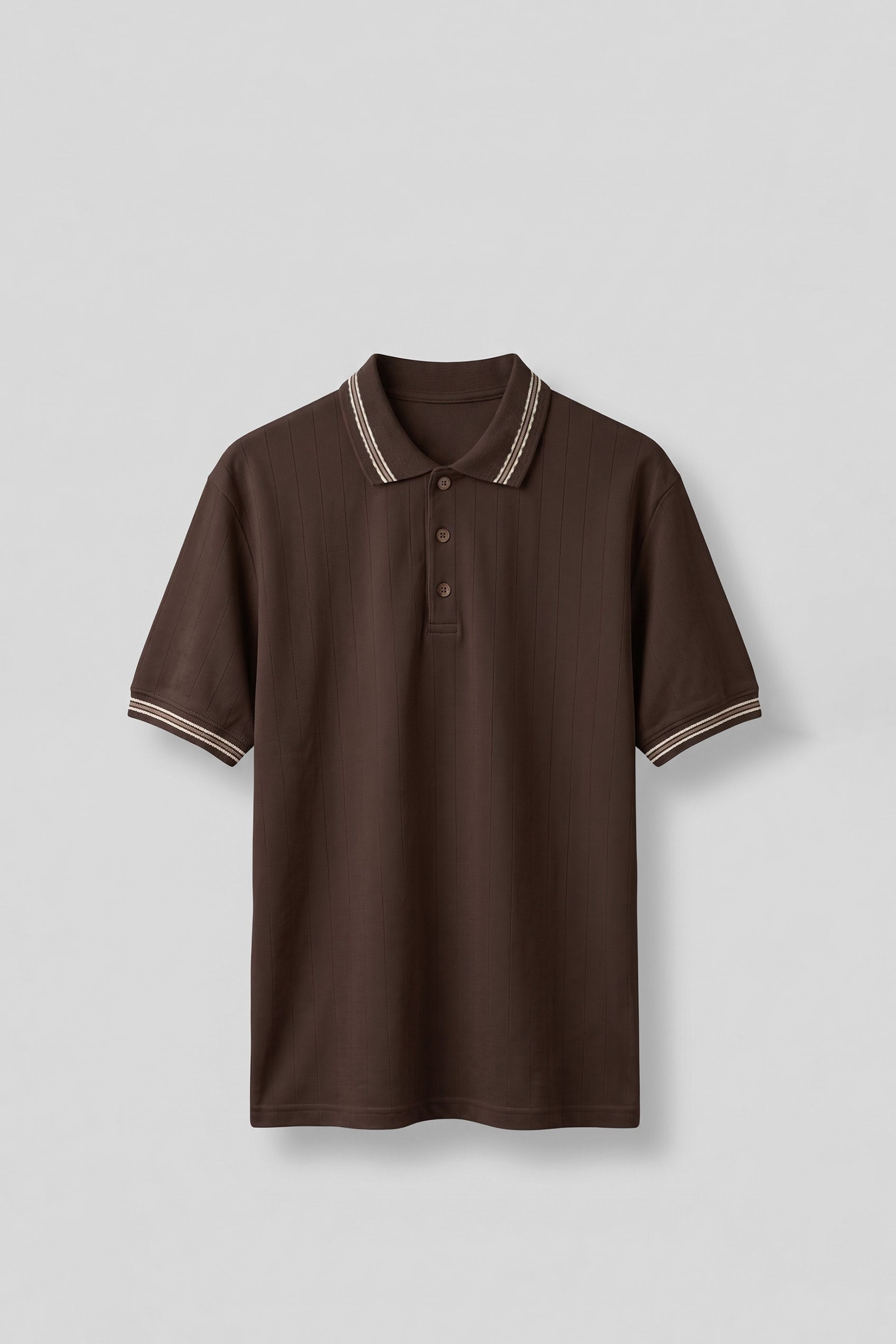Erkek Oversize Kontrast Detaylı Triko Polo Yaka T-Shirt Kahverengi