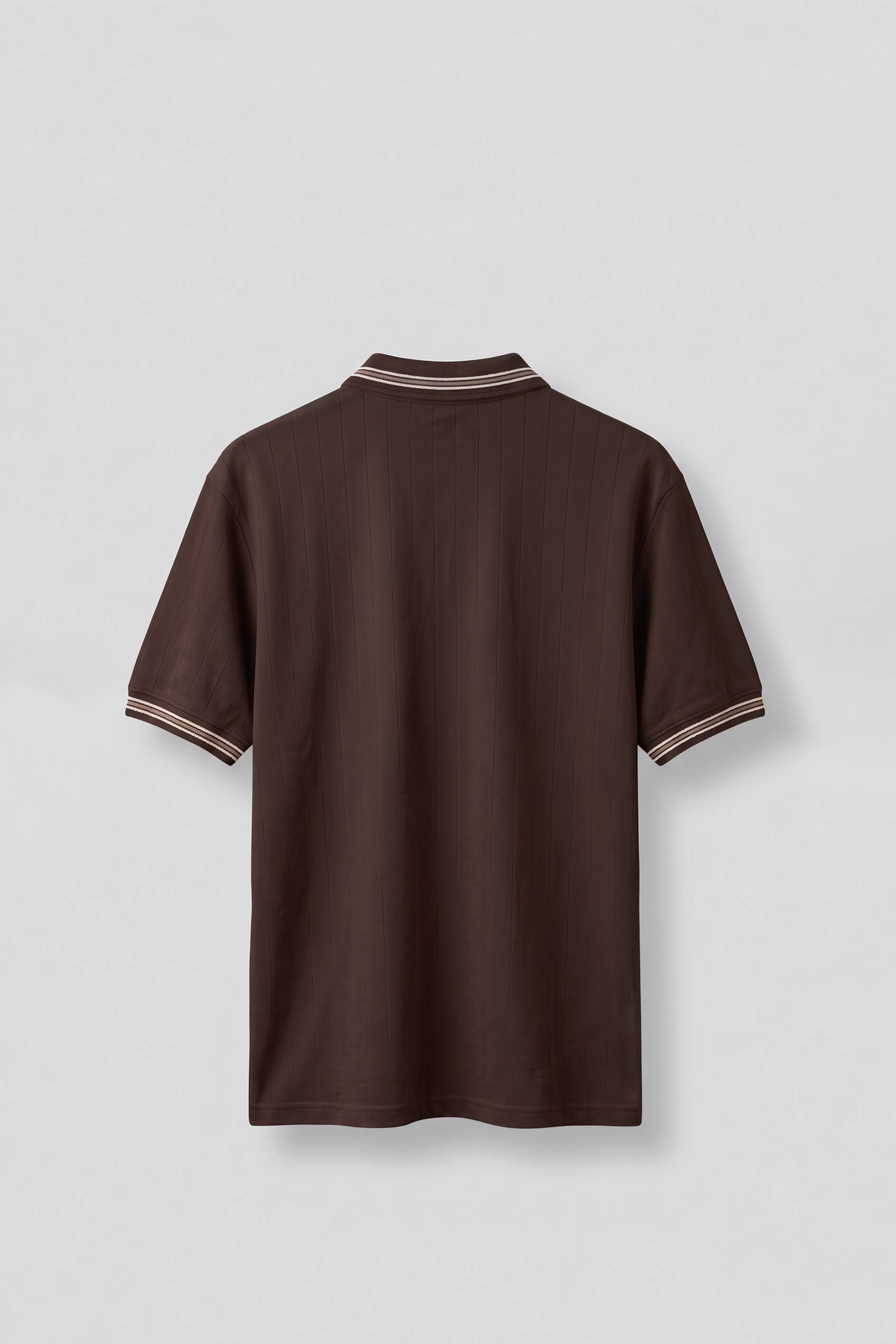 Erkek Oversize Kontrast Detaylı Triko Polo Yaka T-Shirt Kahverengi