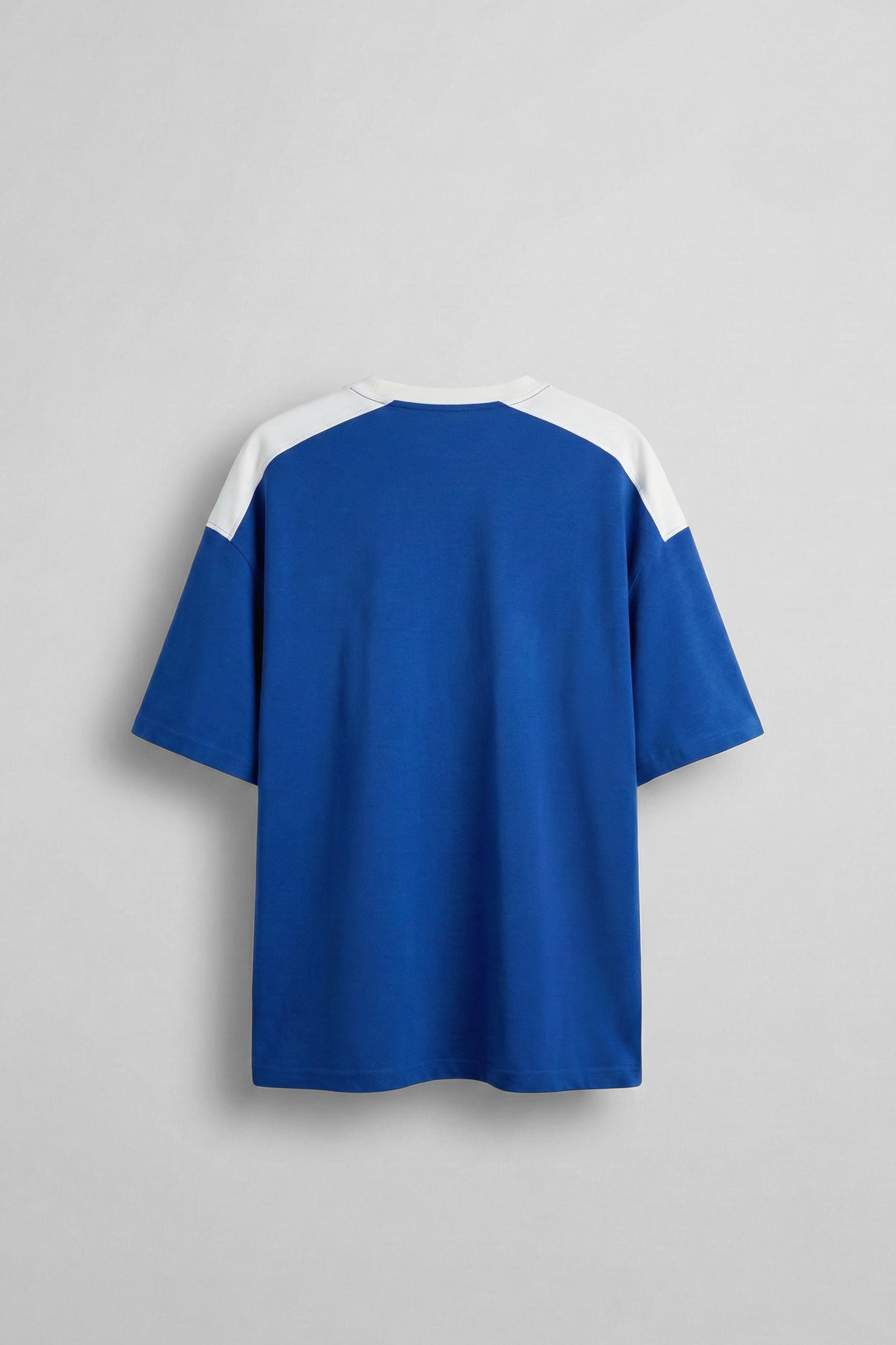 Erkek Oversize Nakışlı Ülke Temalı Forma T-Shirt Saks Mavi