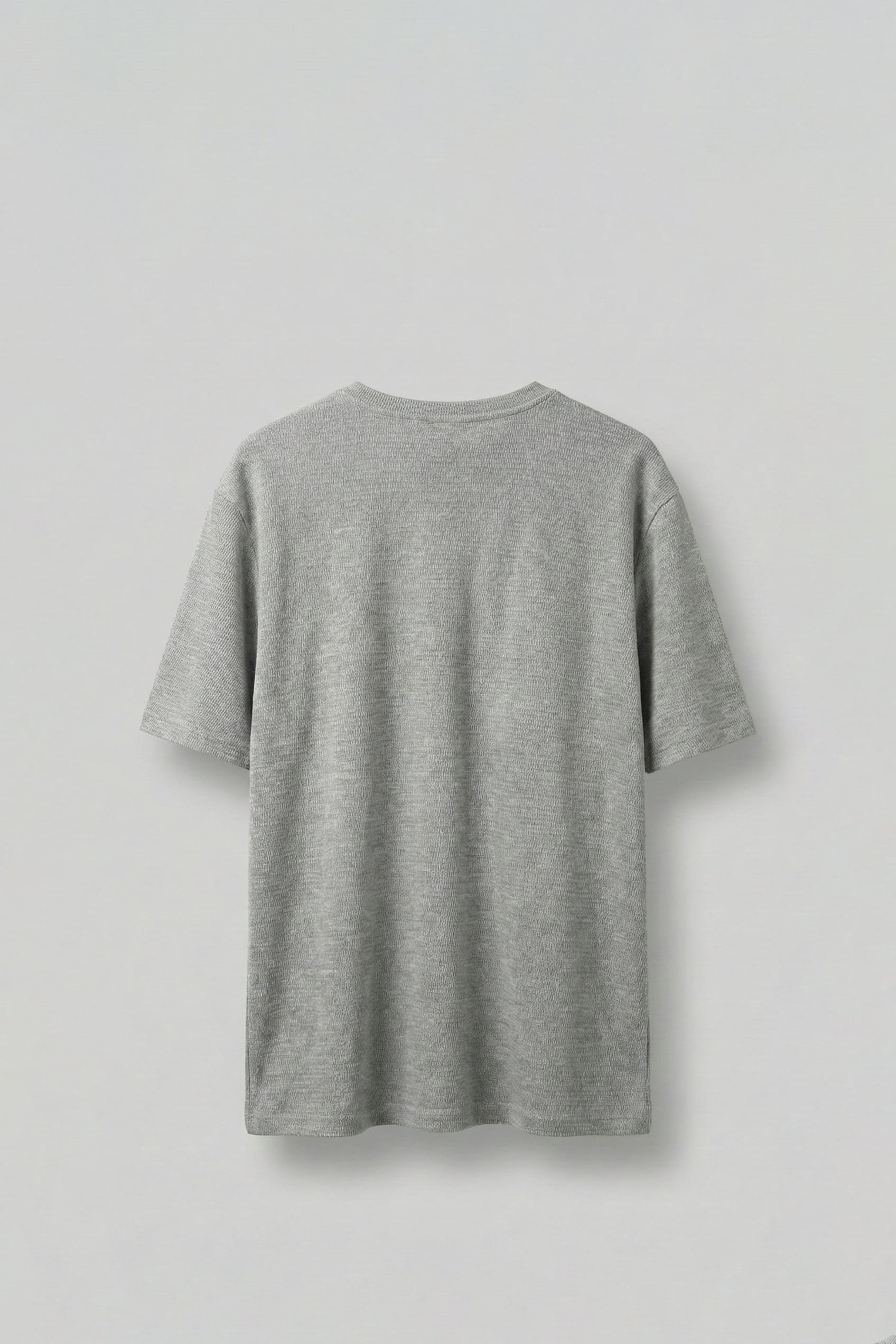 Erkek Oversize Önü Cepli Dokulu T-Shirt Gri