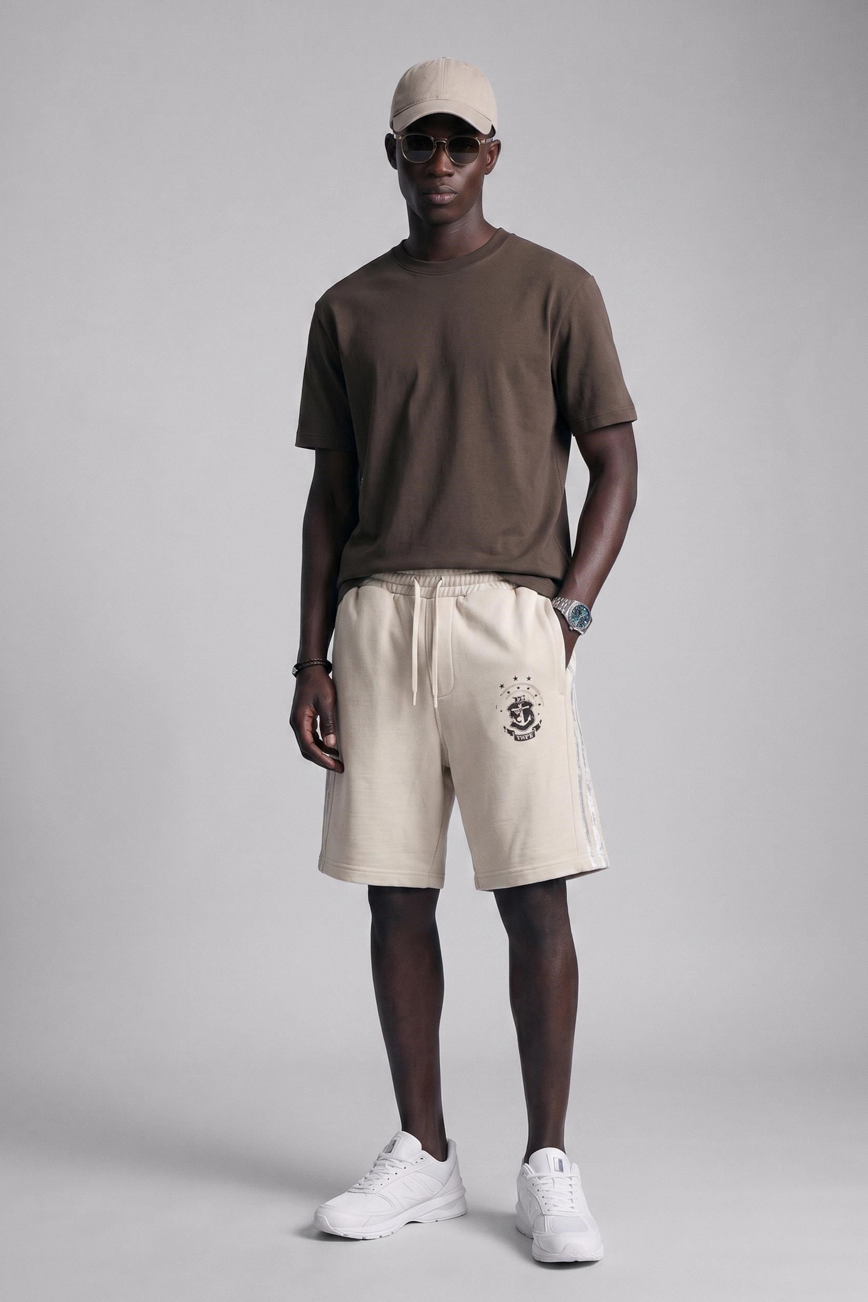 Erkek Oversize Premium Kumaş Gramajlı Basic T-Shirt Kahverengi