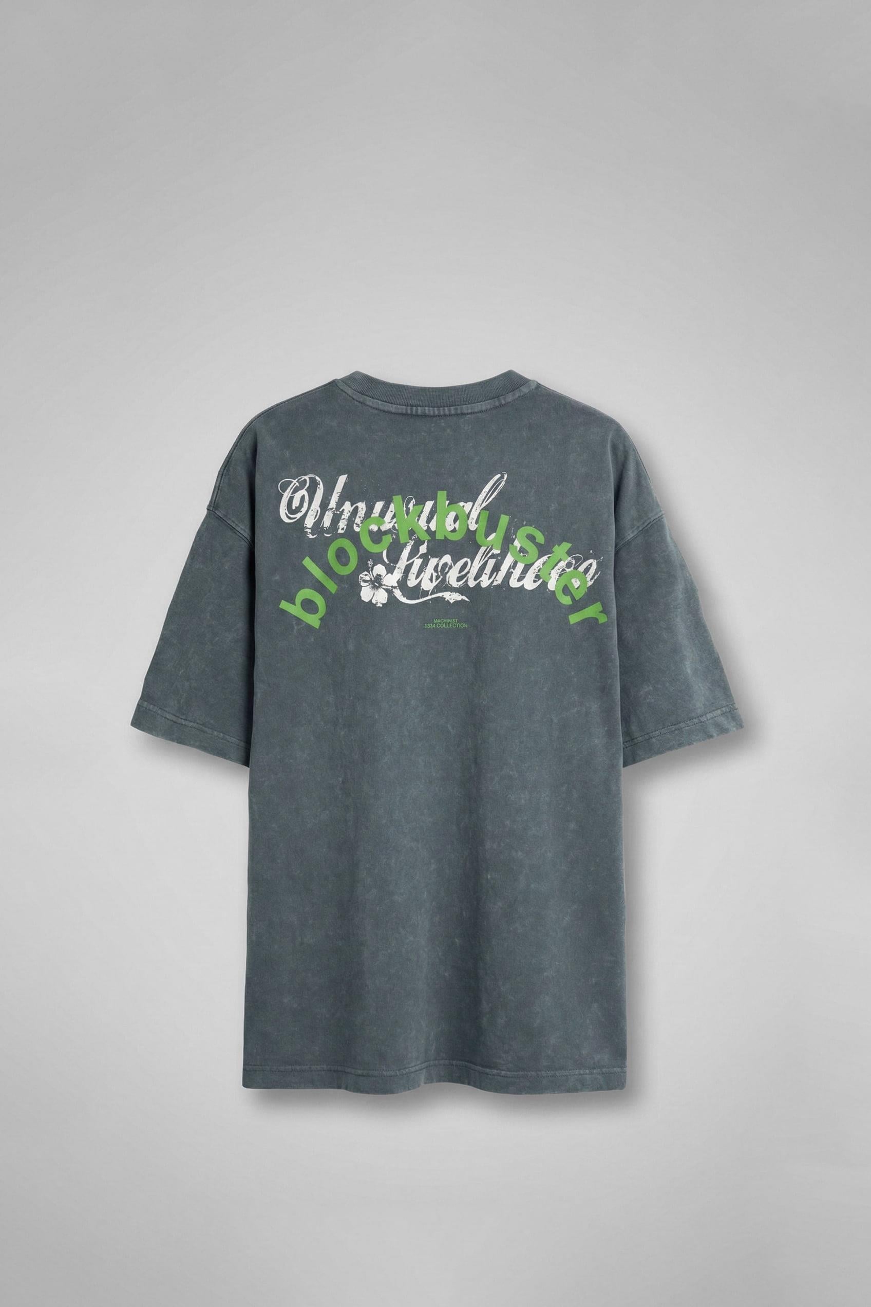 Erkek Oversize Premium Yıkamalı T-Shirt Füme