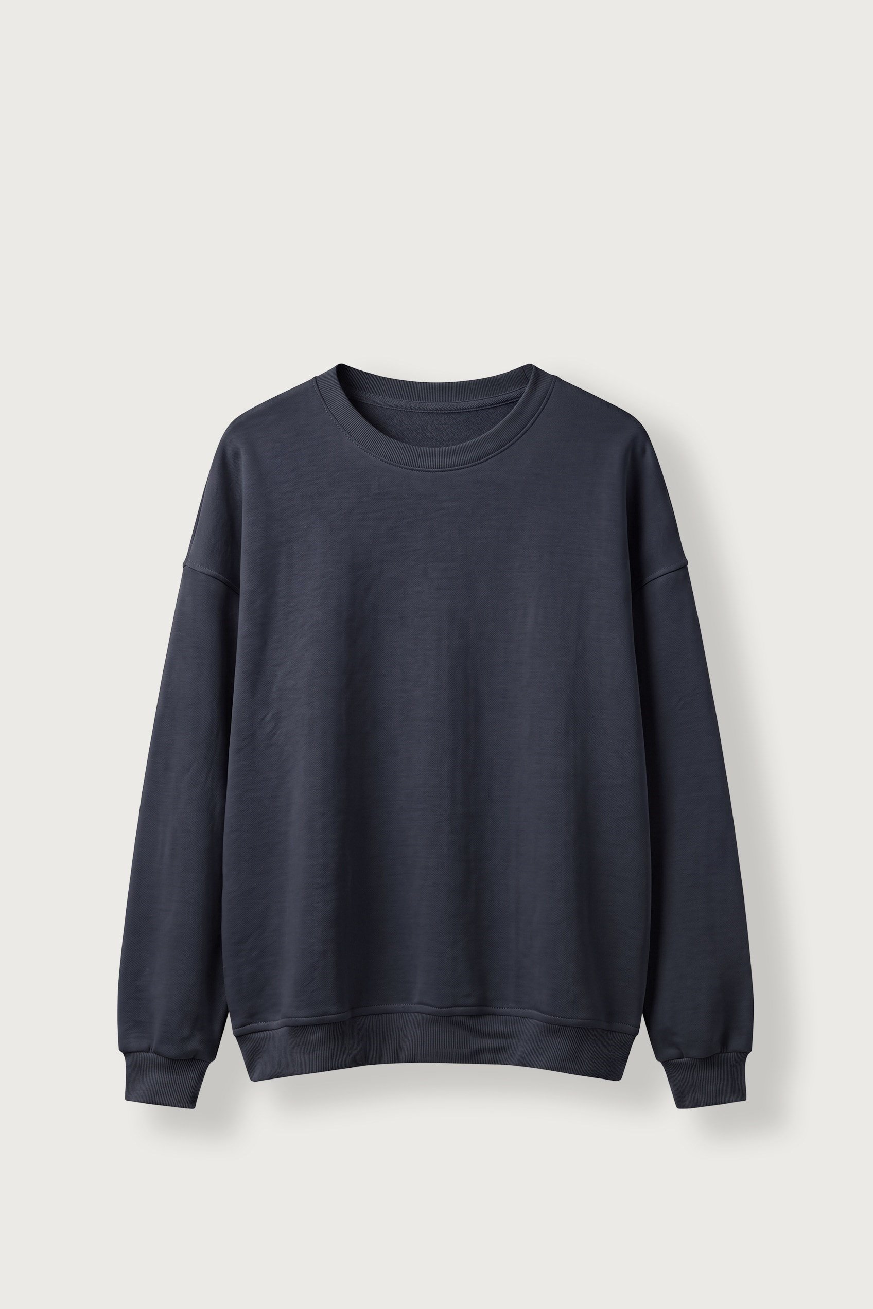 Erkek Oversize Şardonlu Basic Sweatshirt Lacivert