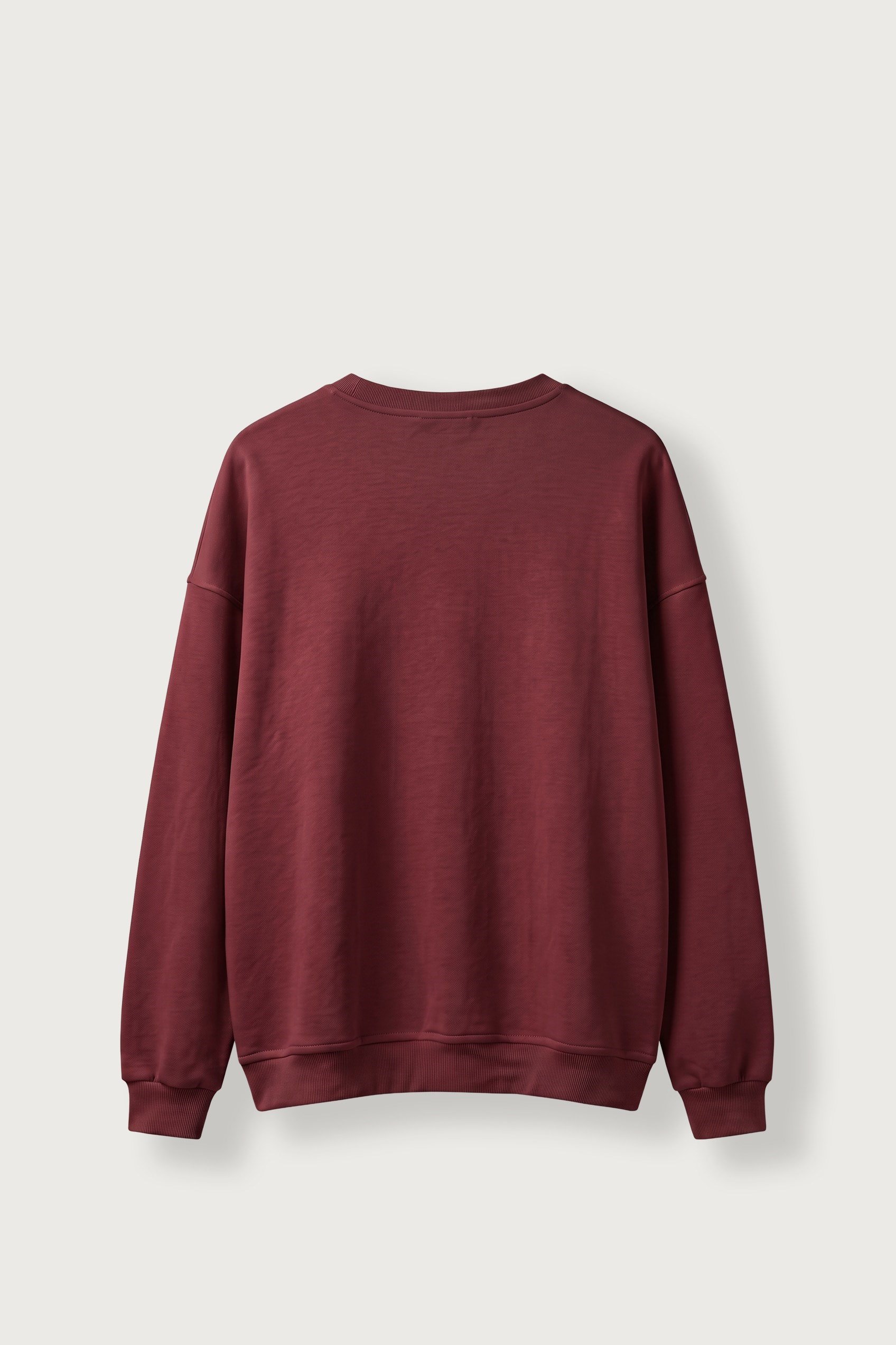 Erkek Oversize Şardonlu Basic Sweatshirt Bordo