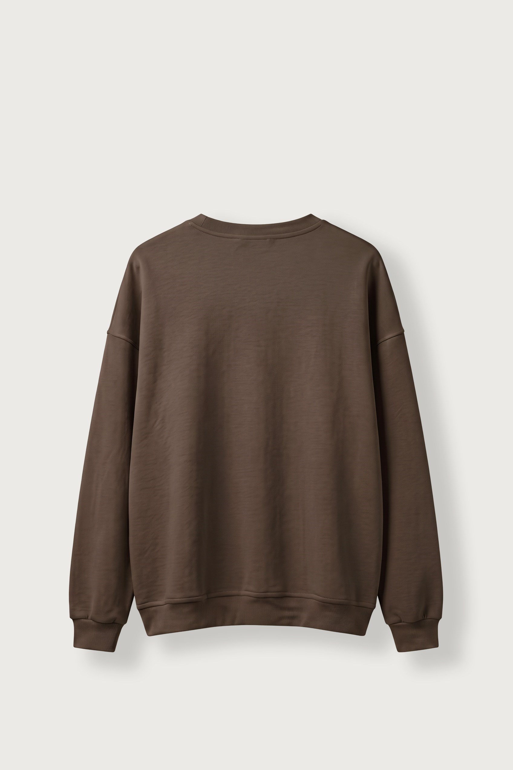 Erkek Oversize Şardonlu Basic Sweatshirt Kahverengi
