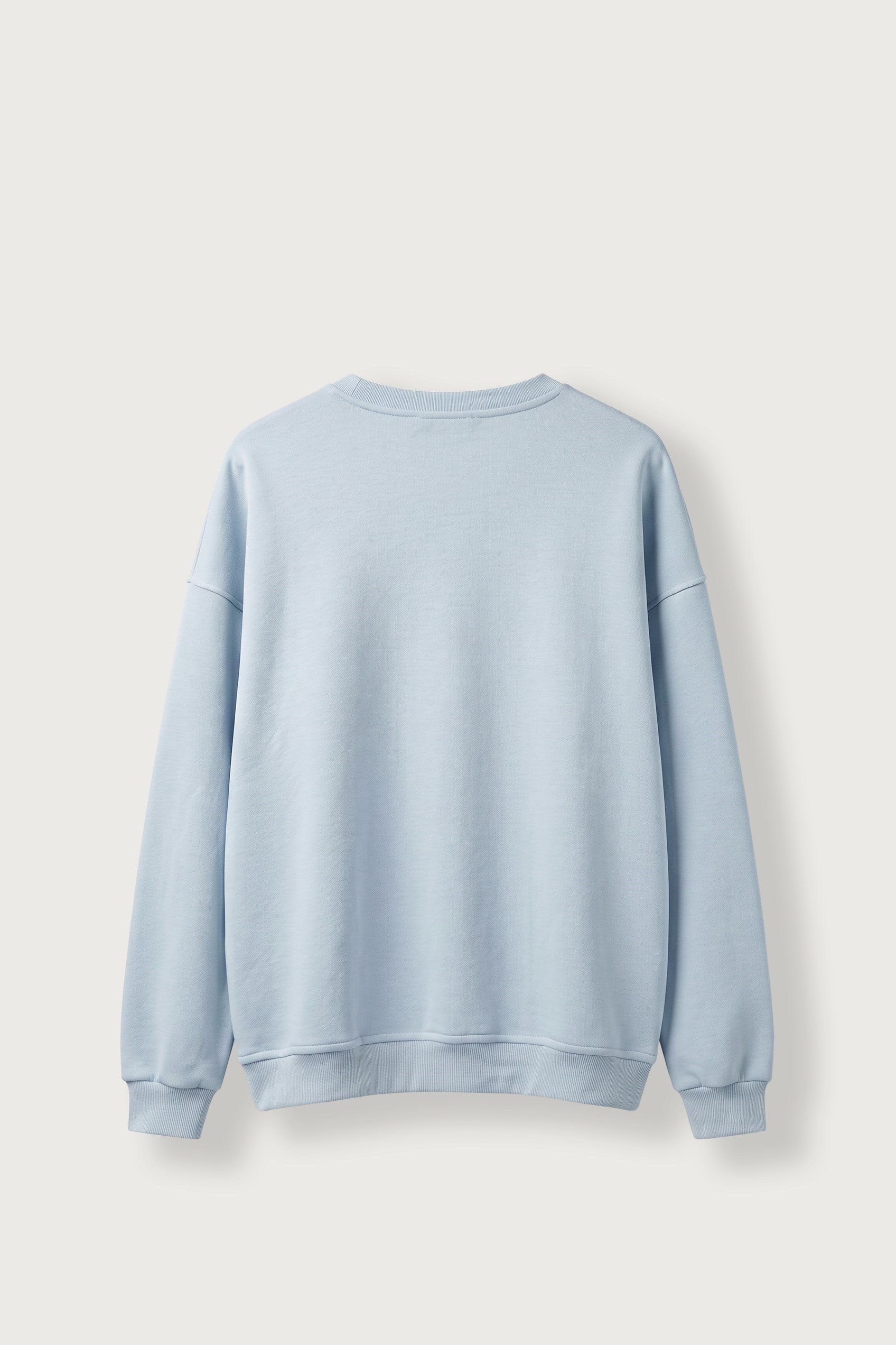 Erkek Oversize Şardonlu Basic Sweatshirt Açık Mavi