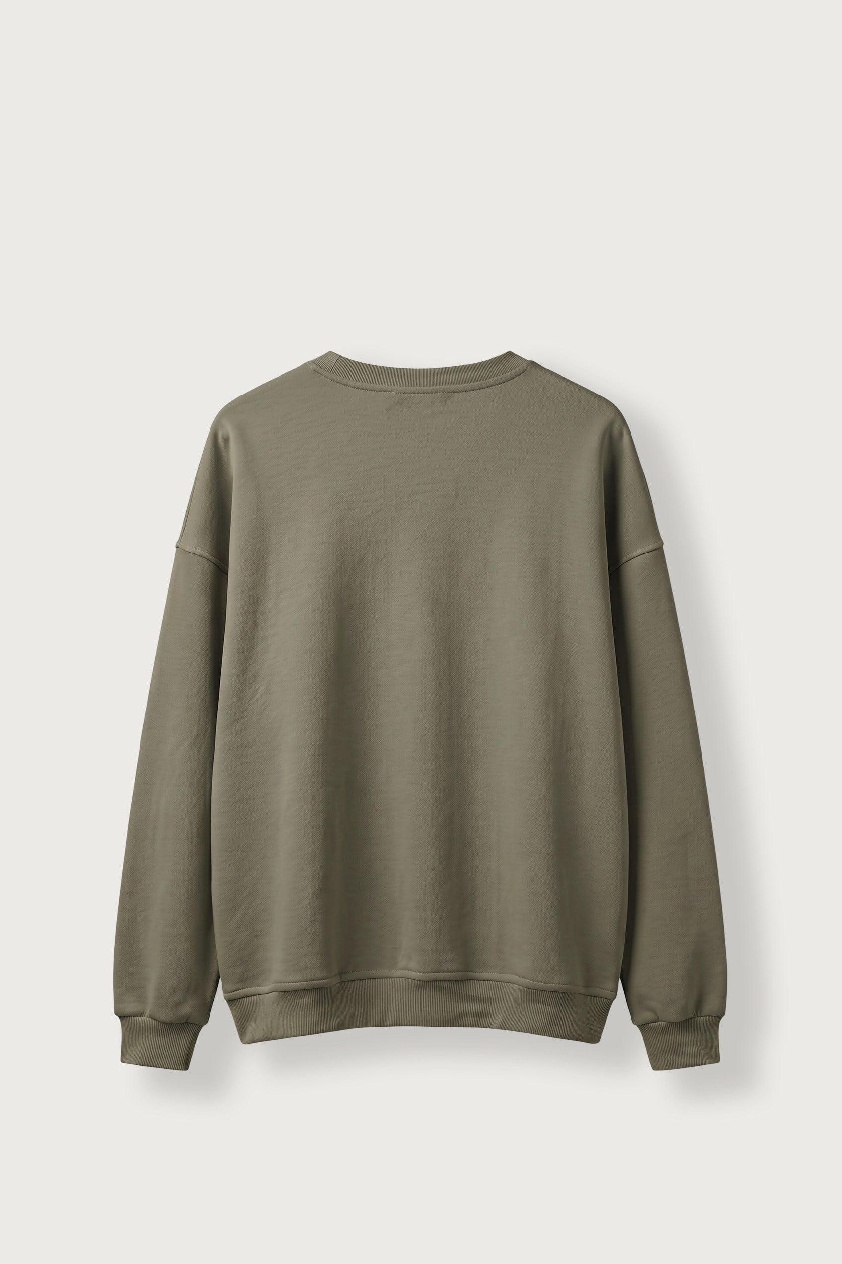 Erkek Oversize Şardonlu Basic Sweatshirt Haki