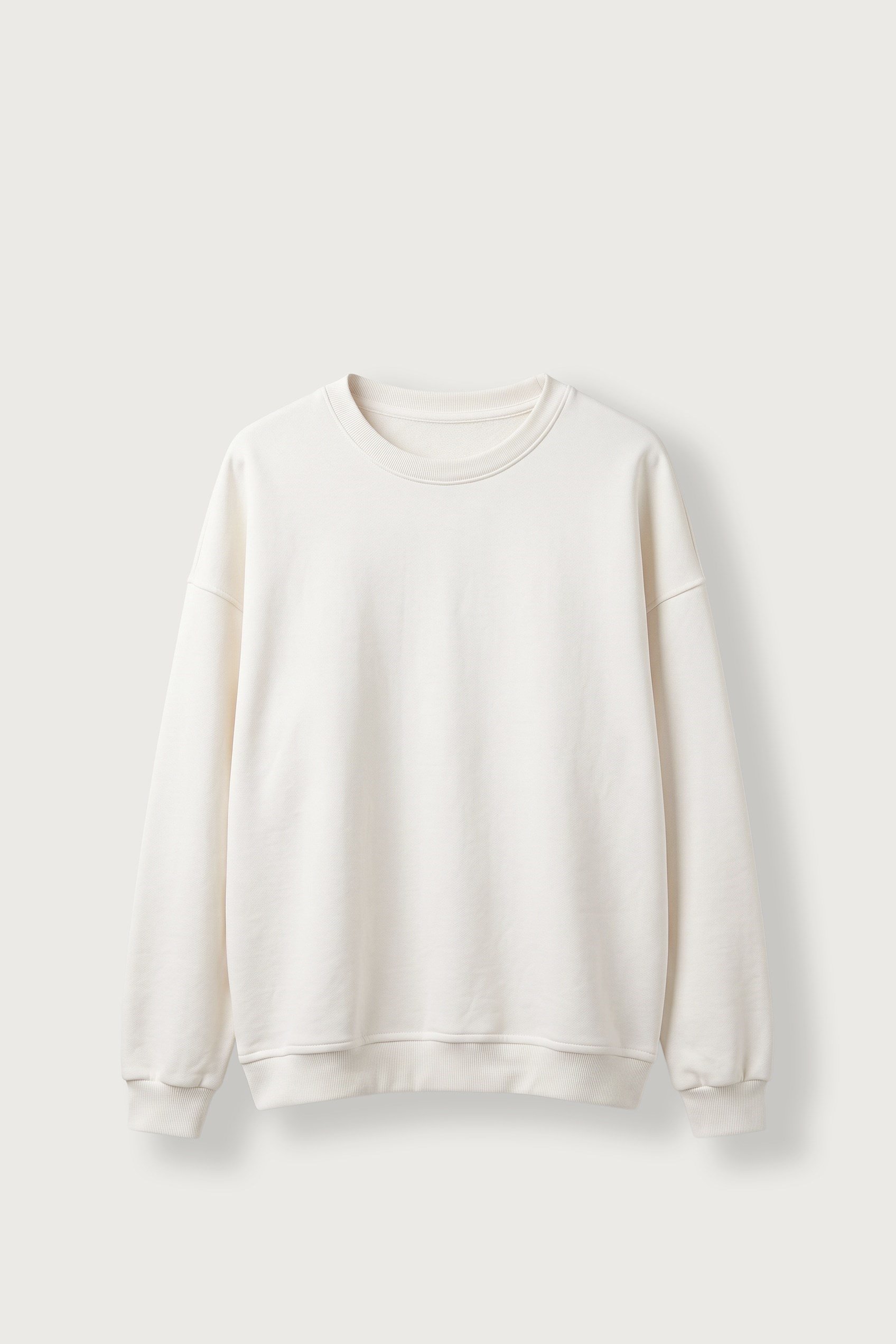 Erkek Oversize Şardonlu Basic Sweatshirt Ekru