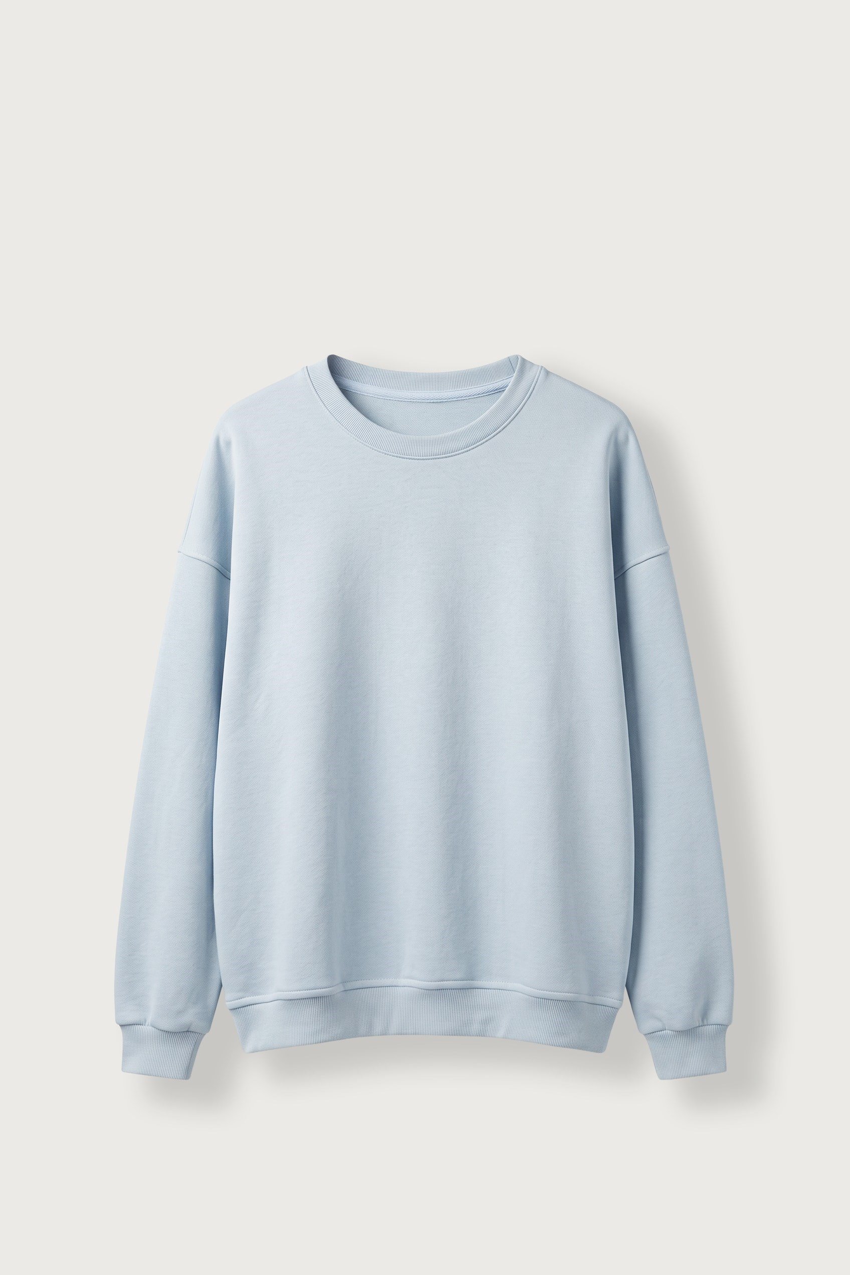 Erkek Oversize Şardonlu Basic Sweatshirt Açık Mavi