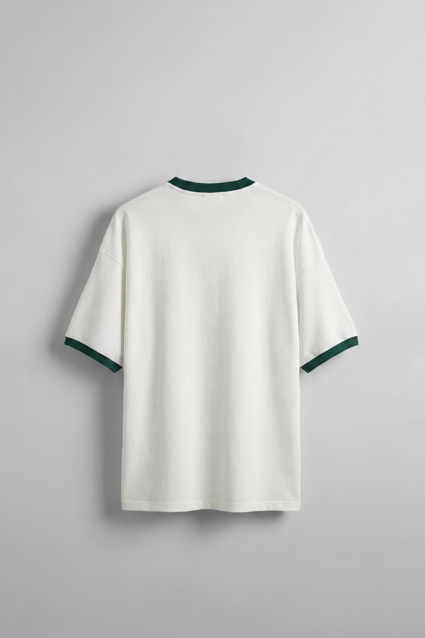 Erkek Oversize Şehir Serisi Kontrast Yaka T-Shirt Ekru / Yeşil