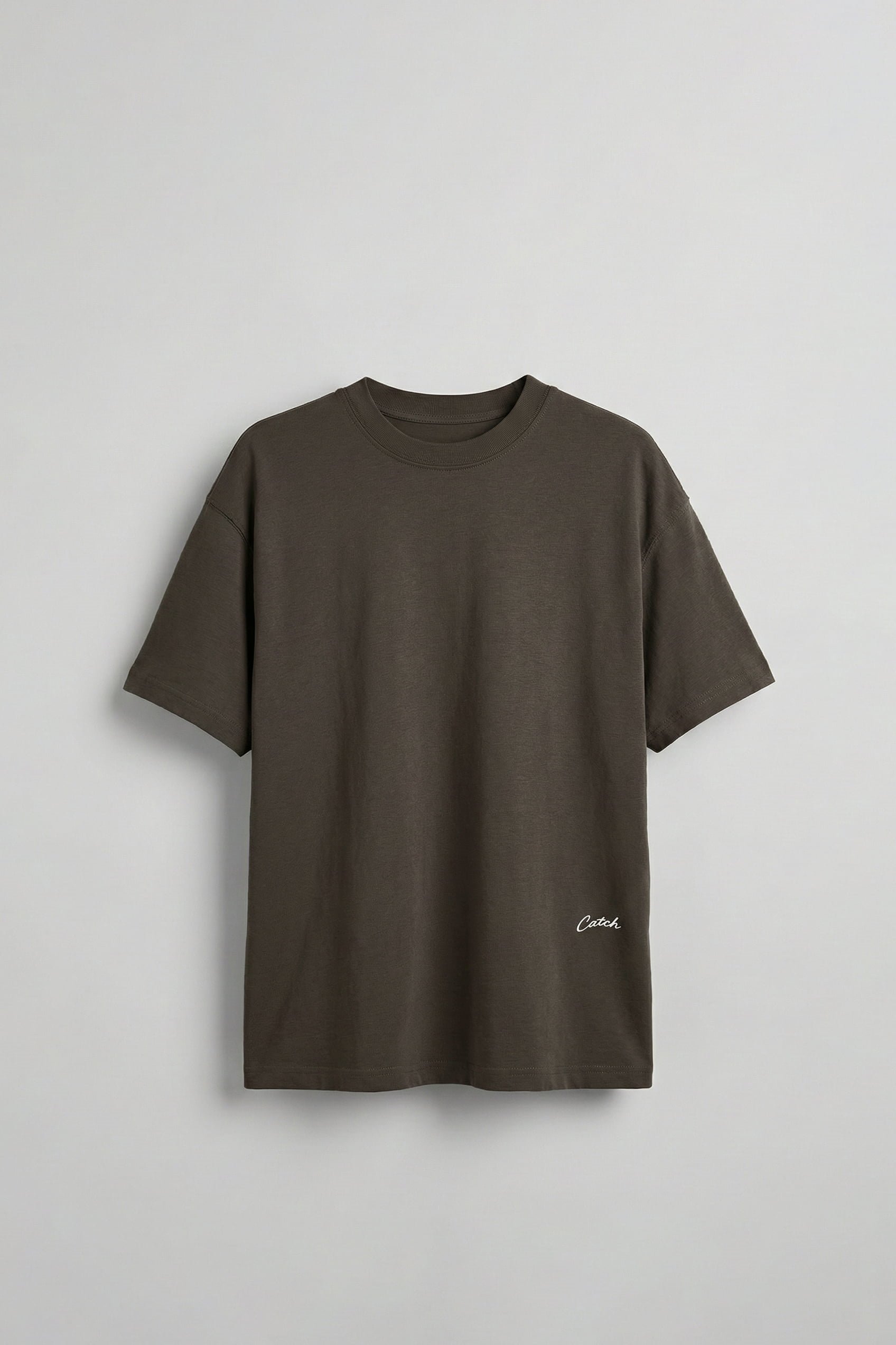 Erkek Oversize Sırt Baskılı Pamuklu T-Shirt Antrasit