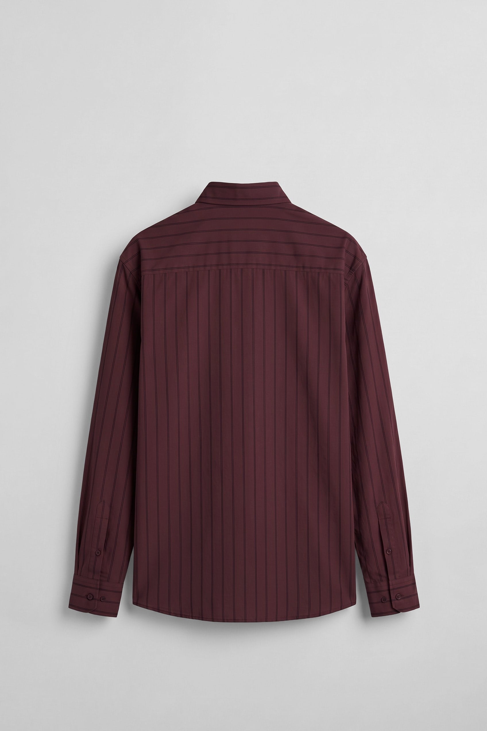 Erkek Oversize Tekstürlü Çizgili Uzun Kollu Gömlek Bordo