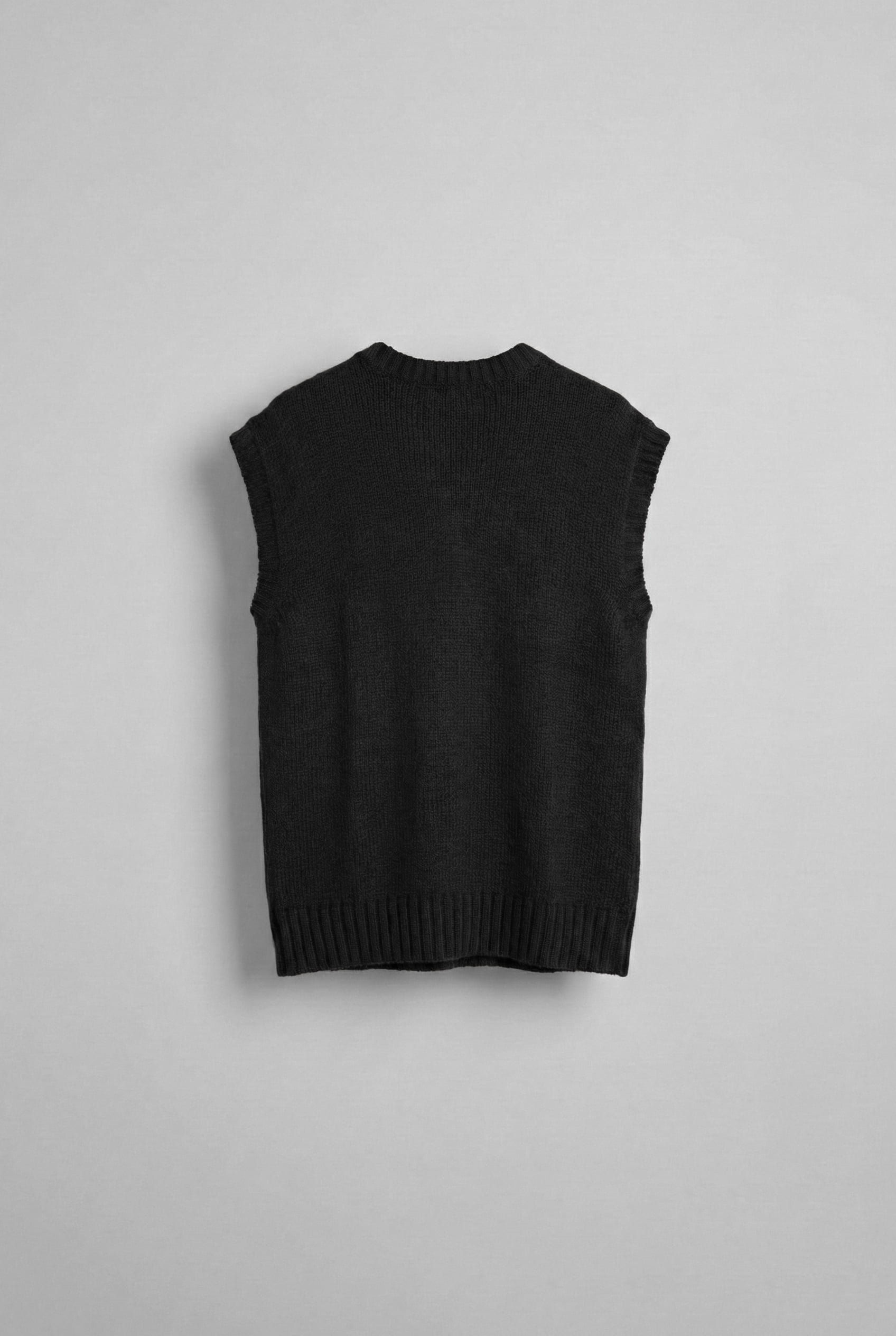 Erkek Oversize V Yaka Triko Süveter Siyah