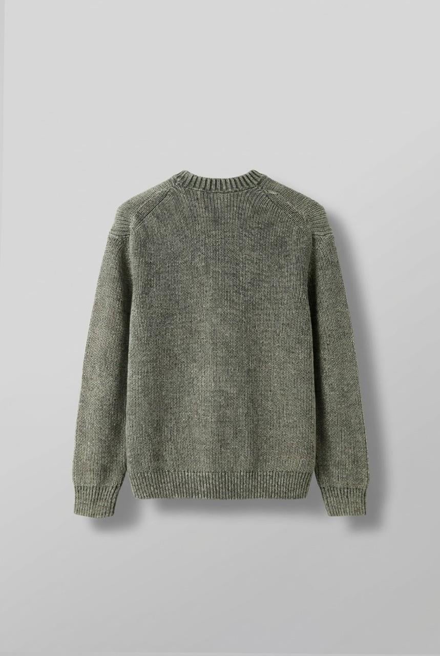 Erkek Oversize Yıkamalı Ağır Premium Kazak Yeşil