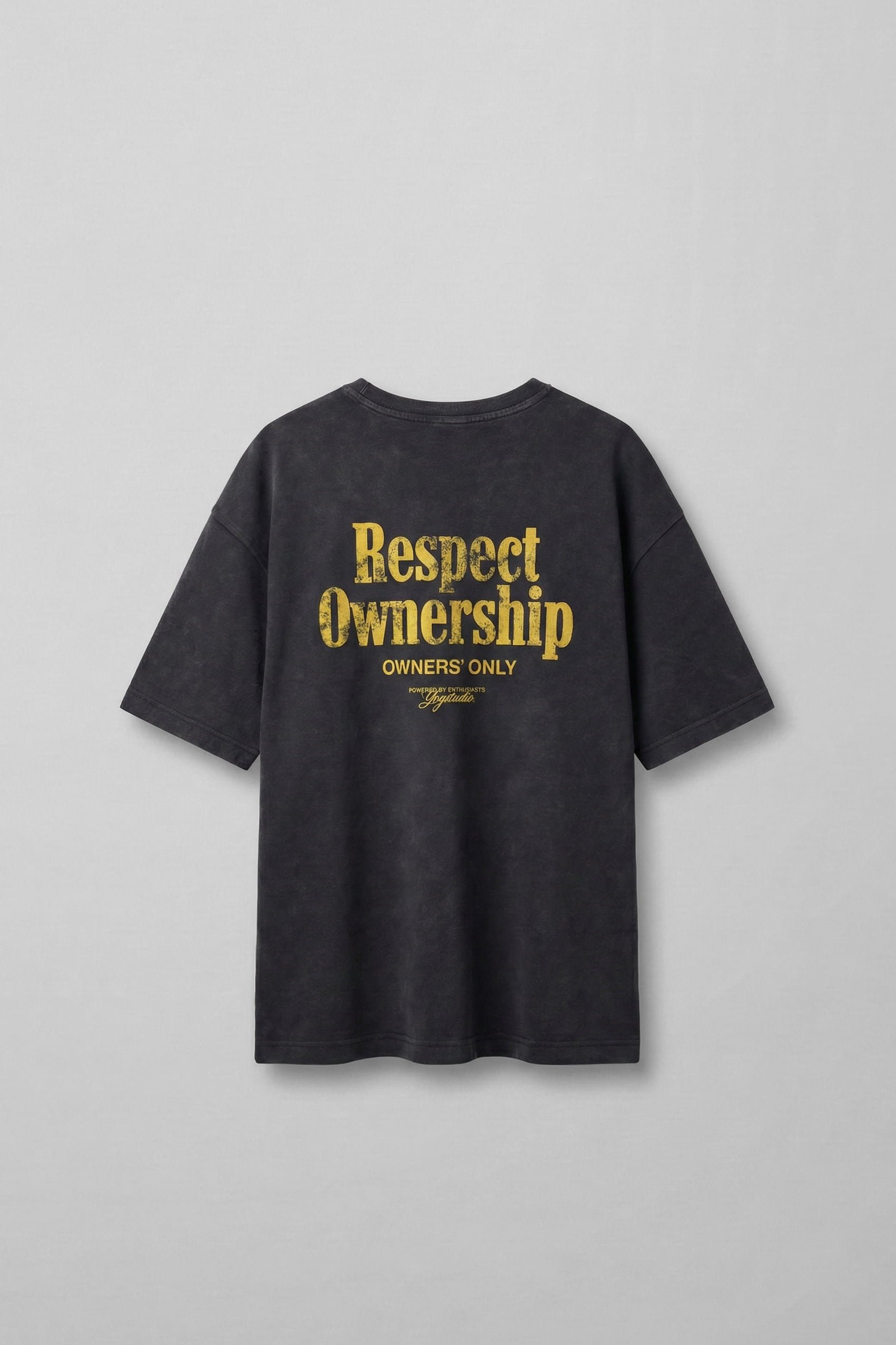 Erkek Oversize Yıkamalı Arkası Baskılı T-Shirt Siyah