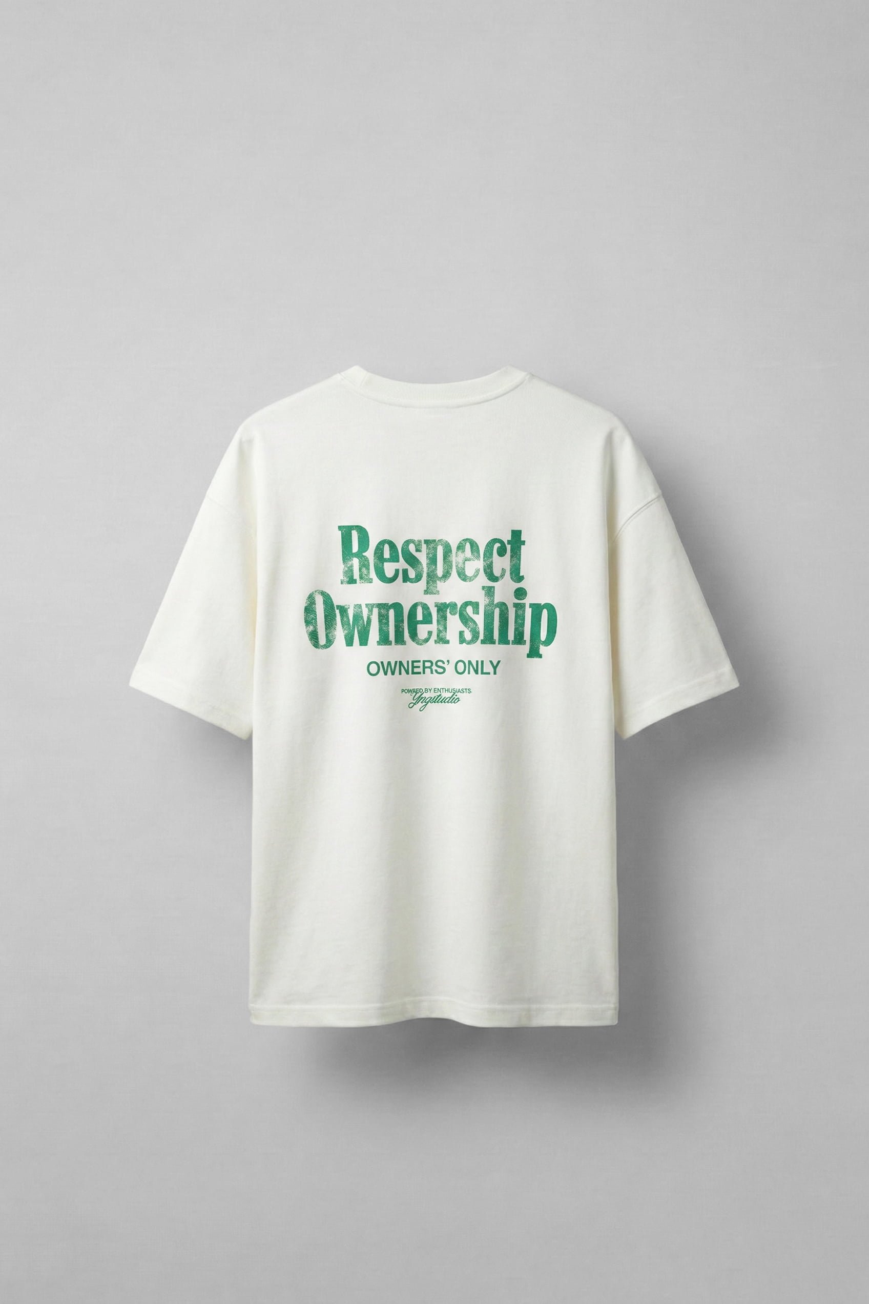Erkek Oversize Yıkamalı Arkası Baskılı T-Shirt Ekru